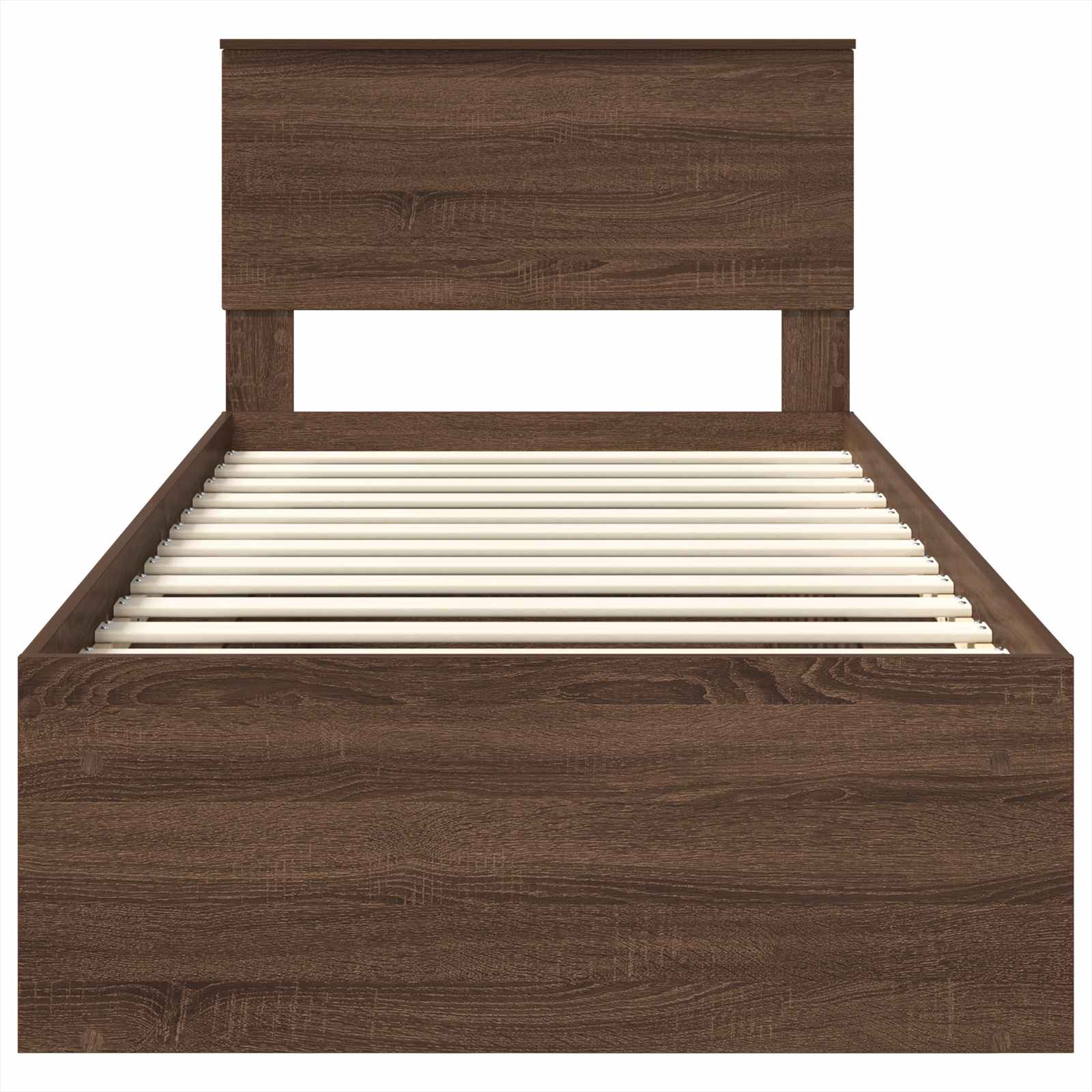 Bedframe met hoofdeinde Bruin Eiken 75 x 190 cm Bewerkt hout is nu te koop bij PeponiXL, paradijselijk wonen!