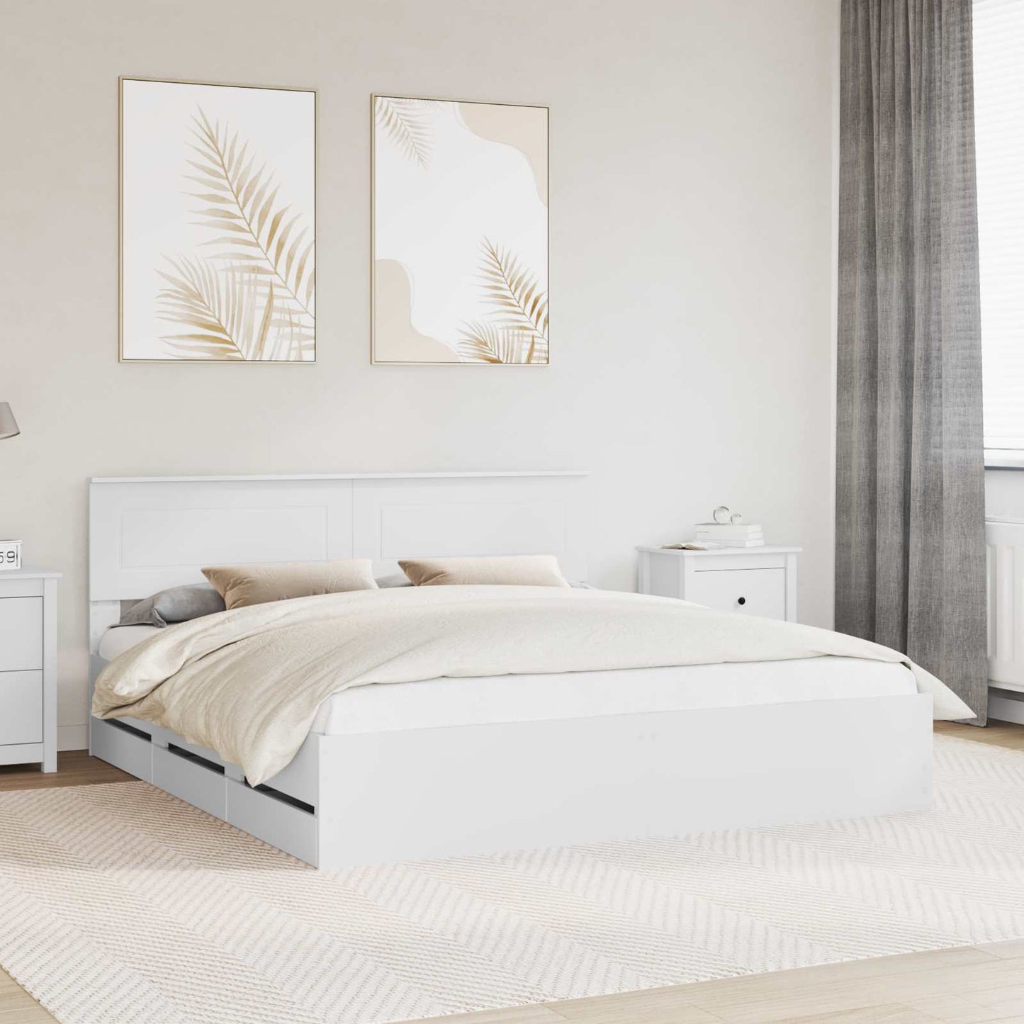 Bedframe met lade met opslag Wit 200 x 200 cm Ingenieurshout is nu te koop bij PeponiXL, paradijselijk wonen!