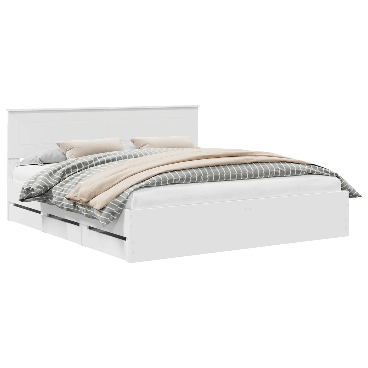 Bedframe met lade met opslag Wit 200 x 200 cm Ingenieurshout is nu te koop bij PeponiXL, paradijselijk wonen!