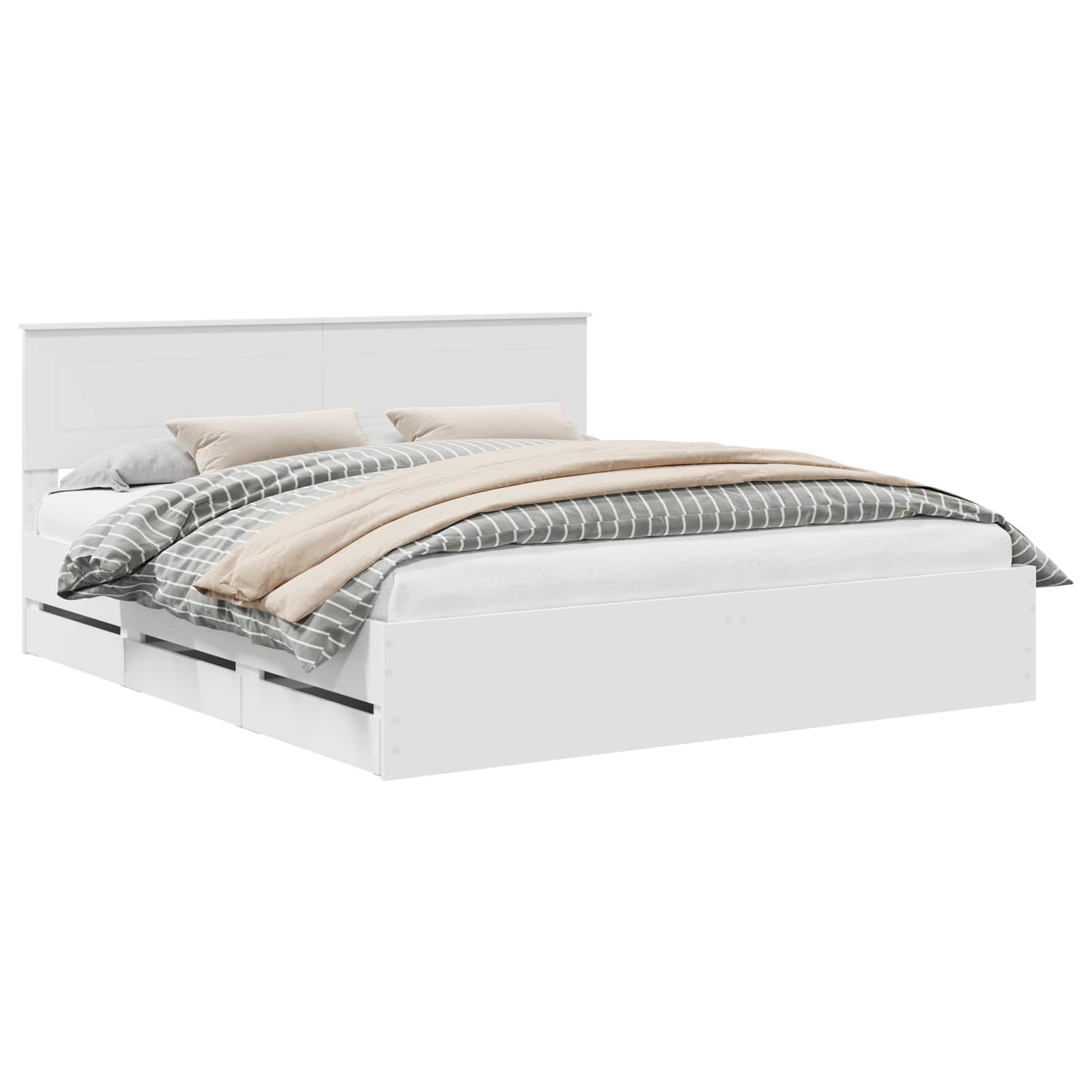 Bedframe met lade met opslag Wit 200 x 200 cm Ingenieurshout is nu te koop bij PeponiXL, paradijselijk wonen!