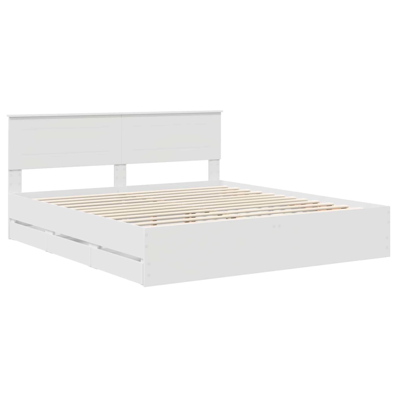 Bedframe met lade met opslag Wit 200 x 200 cm Ingenieurshout is nu te koop bij PeponiXL, paradijselijk wonen!