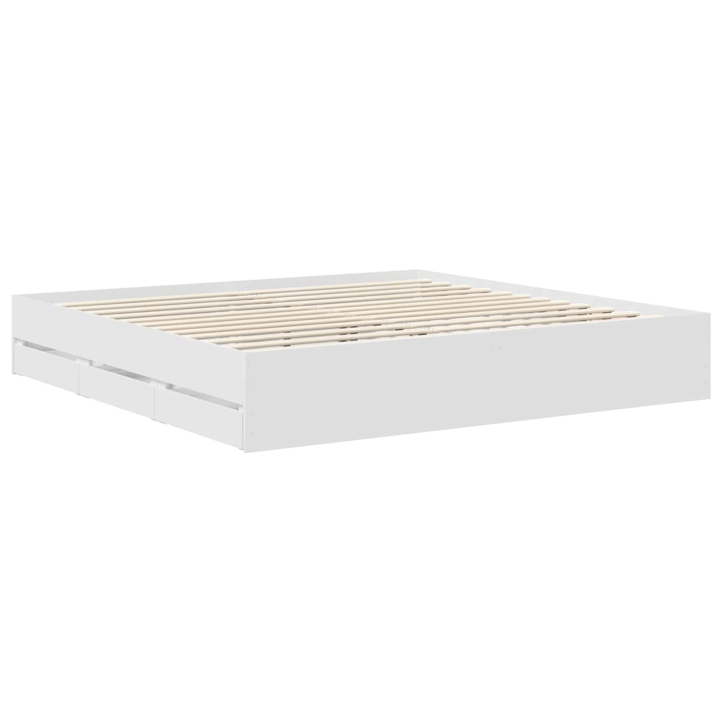 Bedframe met lade met opslag Wit 200 x 200 cm Ingenieurshout is nu te koop bij PeponiXL, paradijselijk wonen!