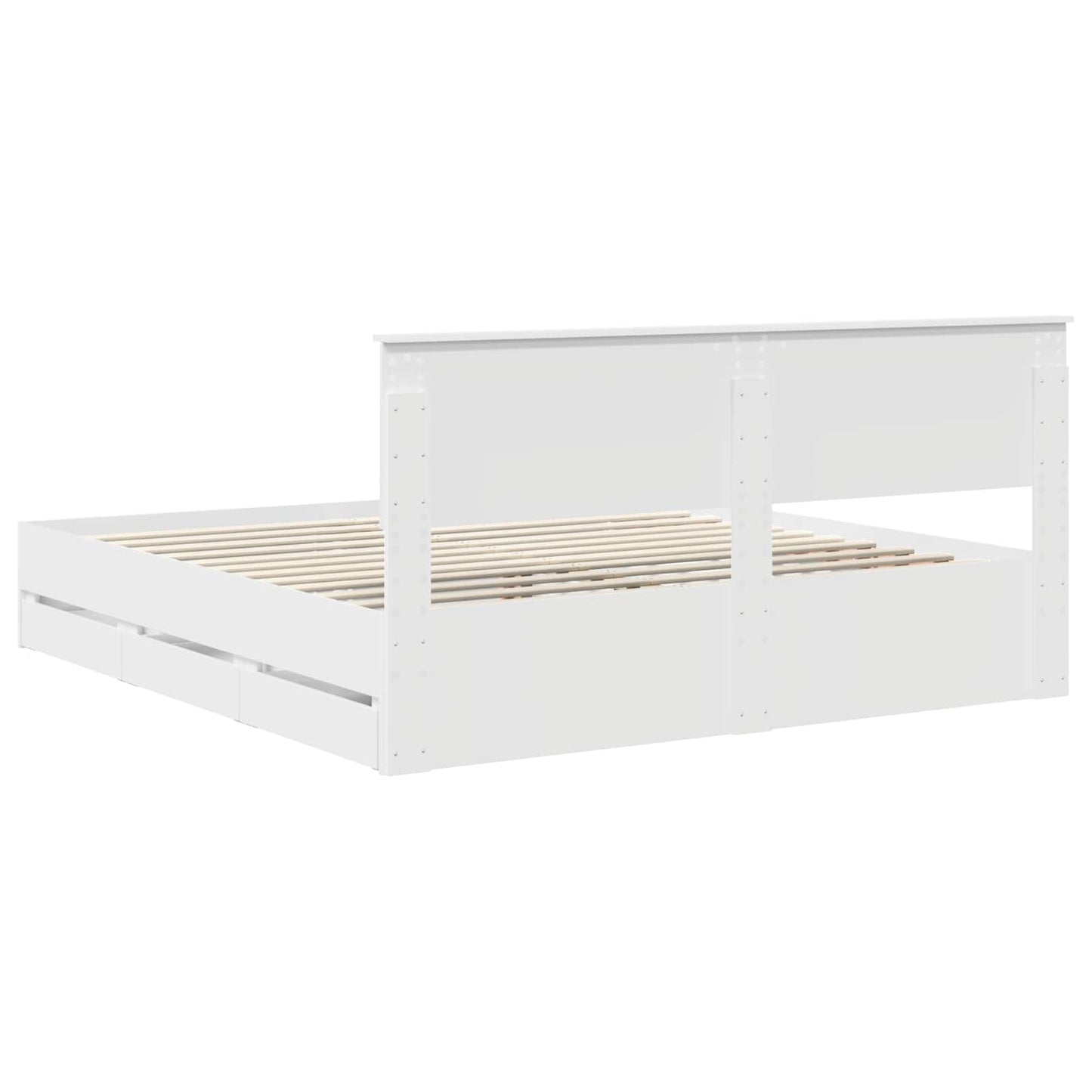 Bedframe met lade met opslag Wit 200 x 200 cm Ingenieurshout is nu te koop bij PeponiXL, paradijselijk wonen!