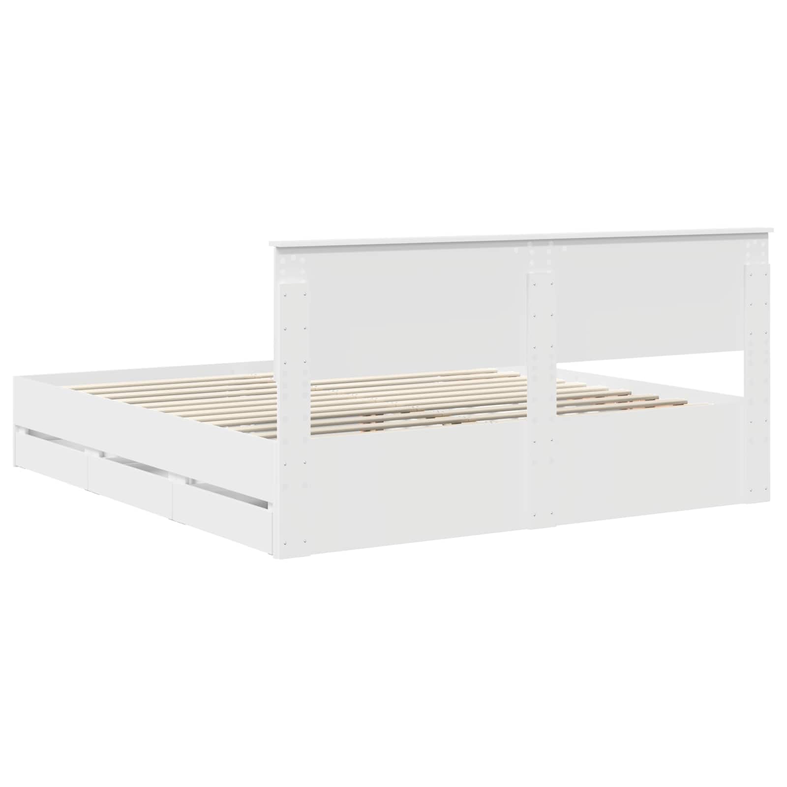 Bedframe met lade met opslag Wit 200 x 200 cm Ingenieurshout is nu te koop bij PeponiXL, paradijselijk wonen!
