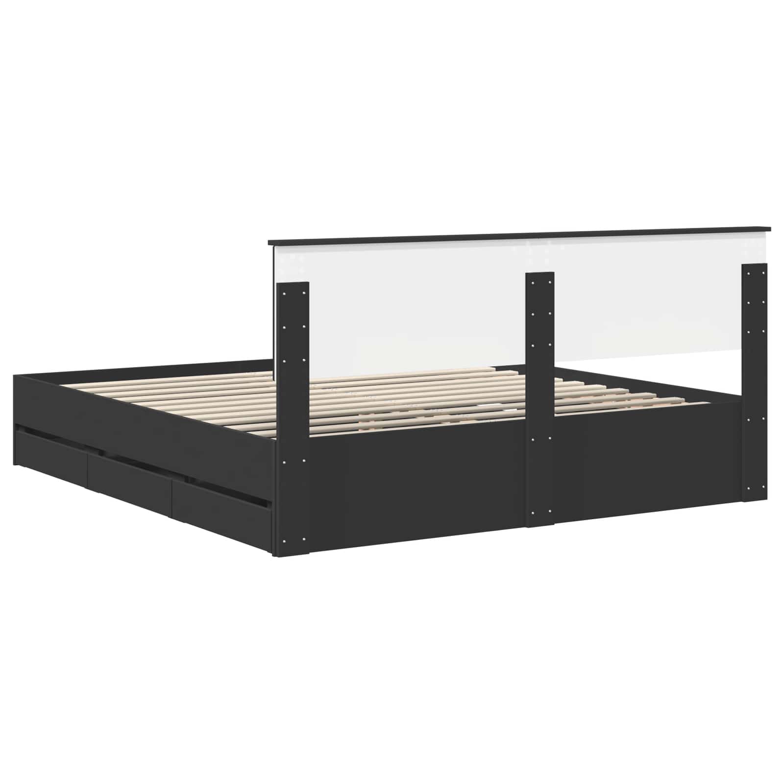 Bedframe met lade met opslag Zwart 200 x 200 cm Ingenieurshout is nu te koop bij PeponiXL, paradijselijk wonen!