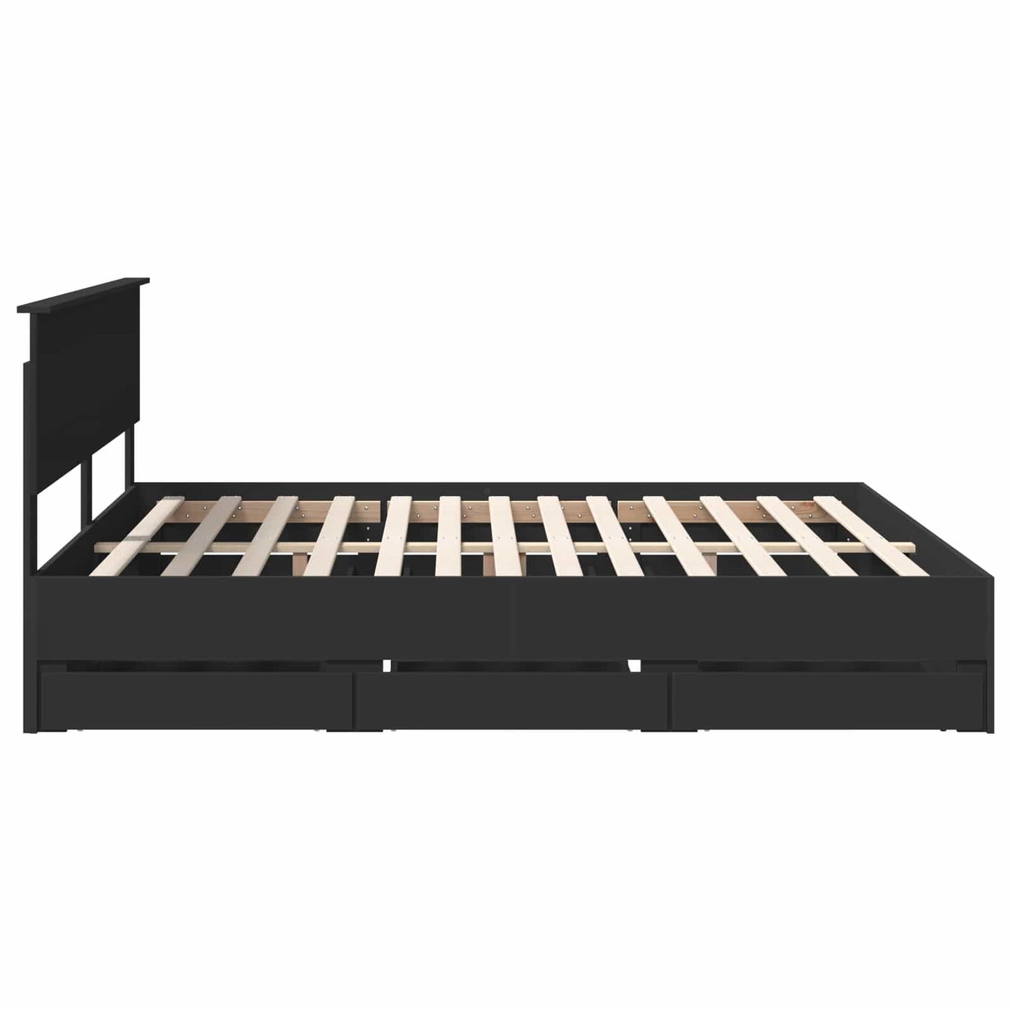 Bedframe met lade met opslag Zwart 200 x 200 cm Ingenieurshout is nu te koop bij PeponiXL, paradijselijk wonen!
