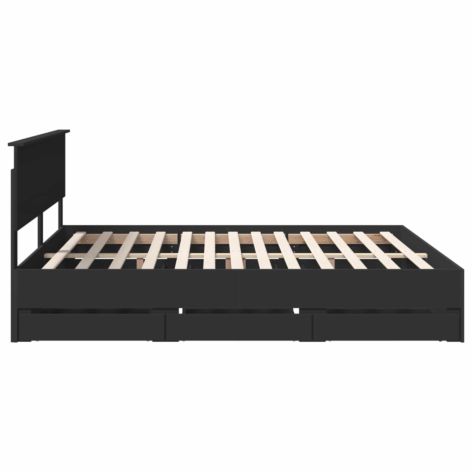 Bedframe met lade met opslag Zwart 200 x 200 cm Ingenieurshout is nu te koop bij PeponiXL, paradijselijk wonen!