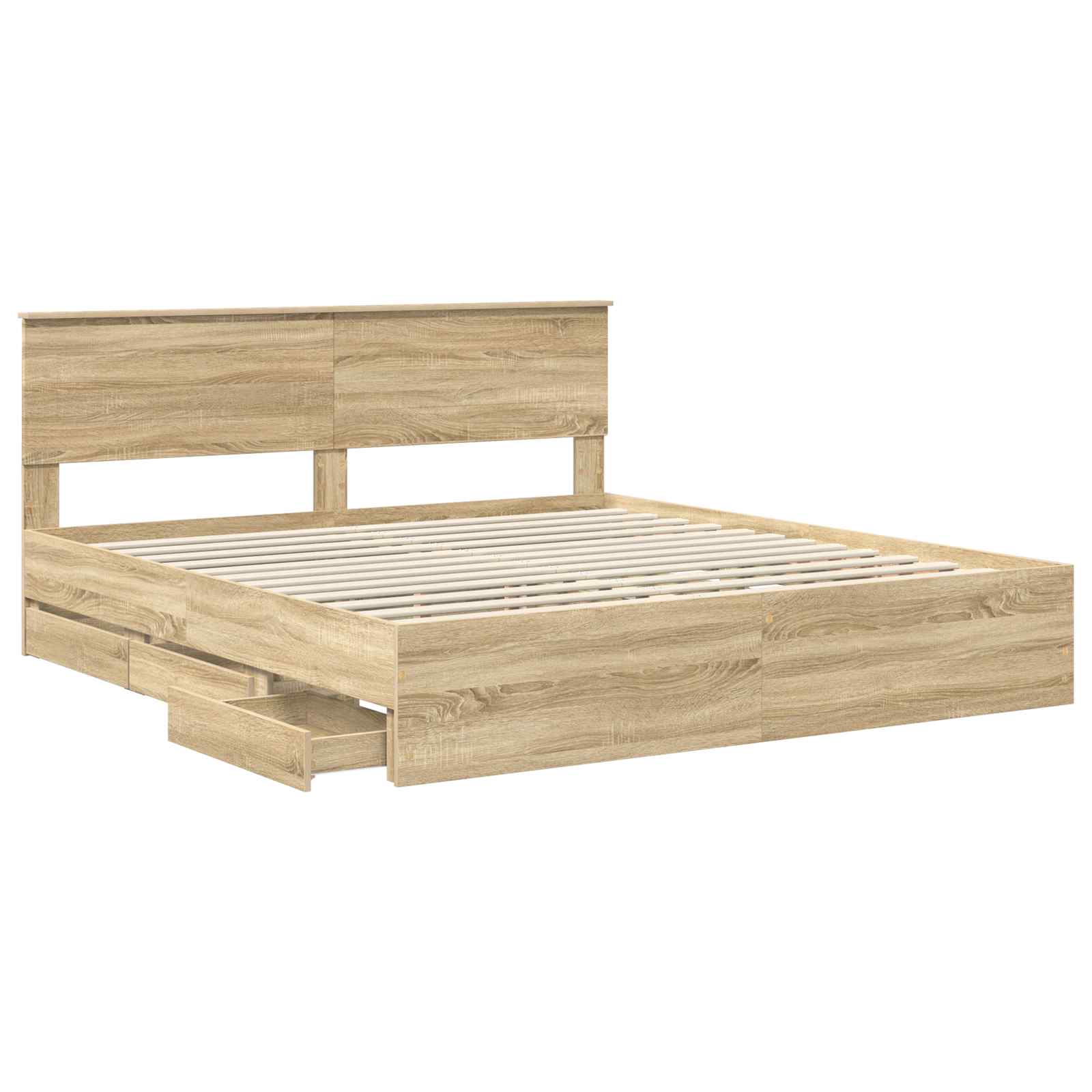 Bedframe met lade Sonoma Eiken 200 x 200 cm Ingenieurshout is nu te koop bij PeponiXL, paradijselijk wonen!
