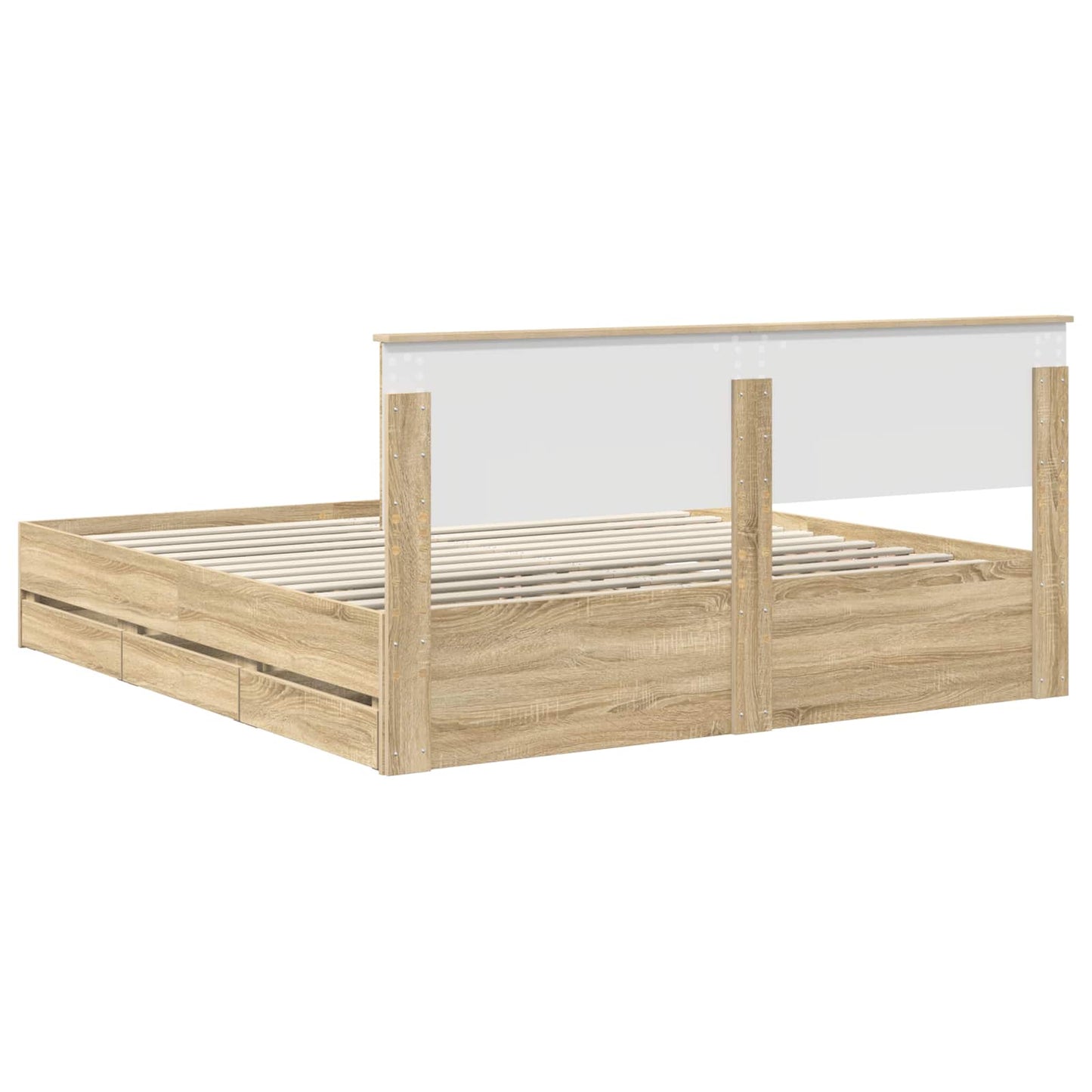 Bedframe met lade Sonoma Eiken 200 x 200 cm Ingenieurshout is nu te koop bij PeponiXL, paradijselijk wonen!