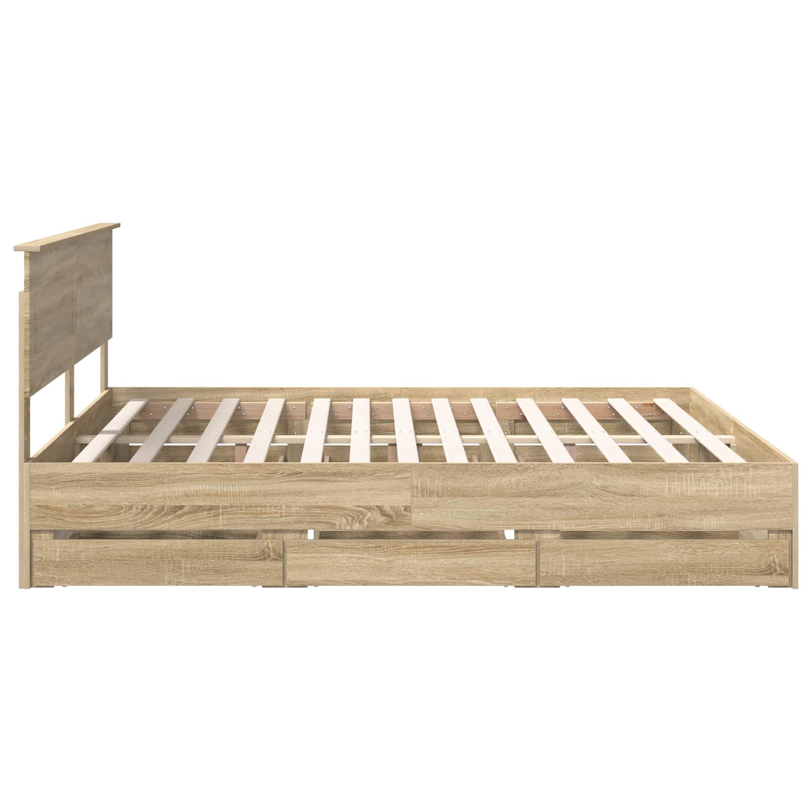 Bedframe met lade Sonoma Eiken 200 x 200 cm Ingenieurshout is nu te koop bij PeponiXL, paradijselijk wonen!