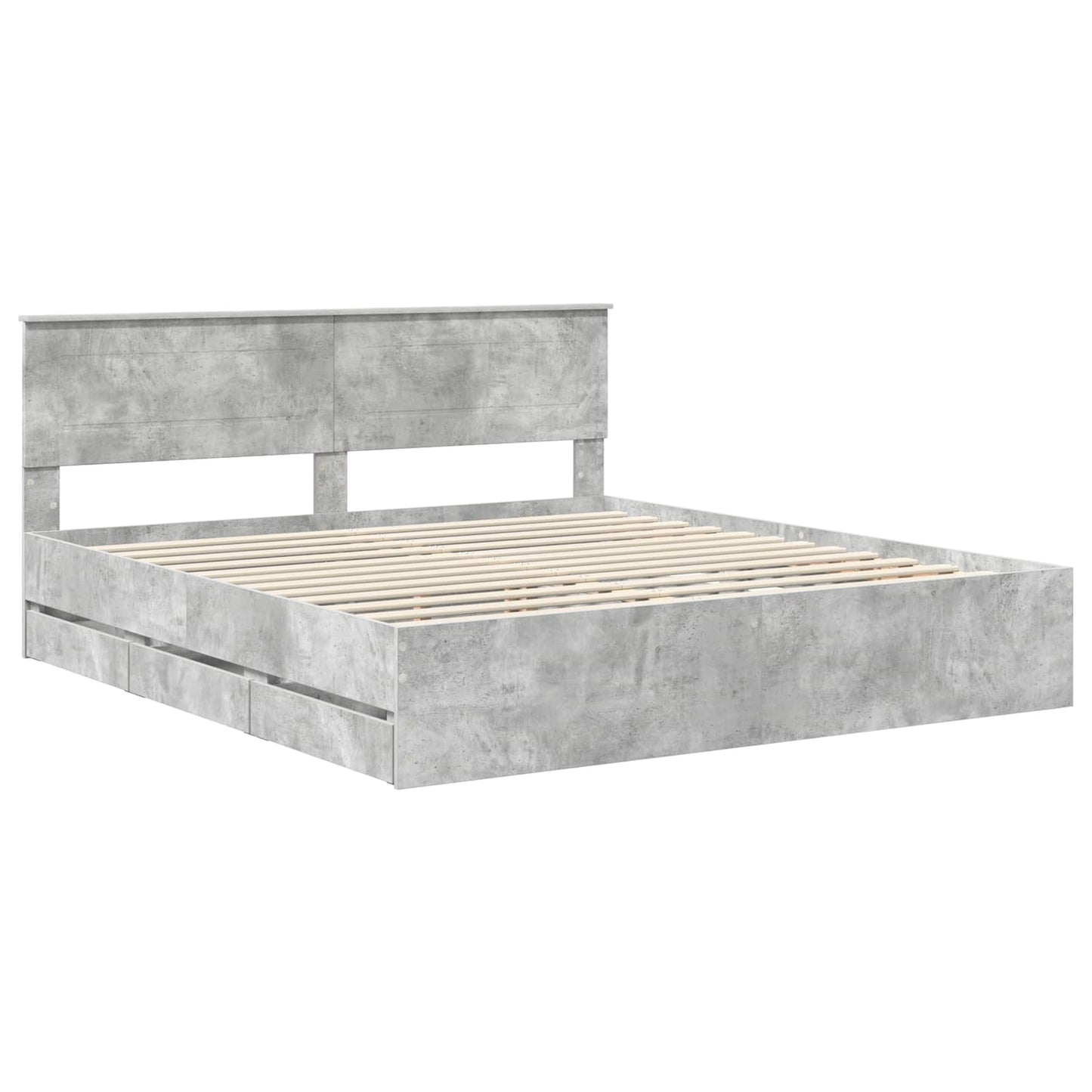 Bedframe met lade Beton Grijs 200 x 200 cm Ingenieurshout is nu te koop bij PeponiXL, paradijselijk wonen!