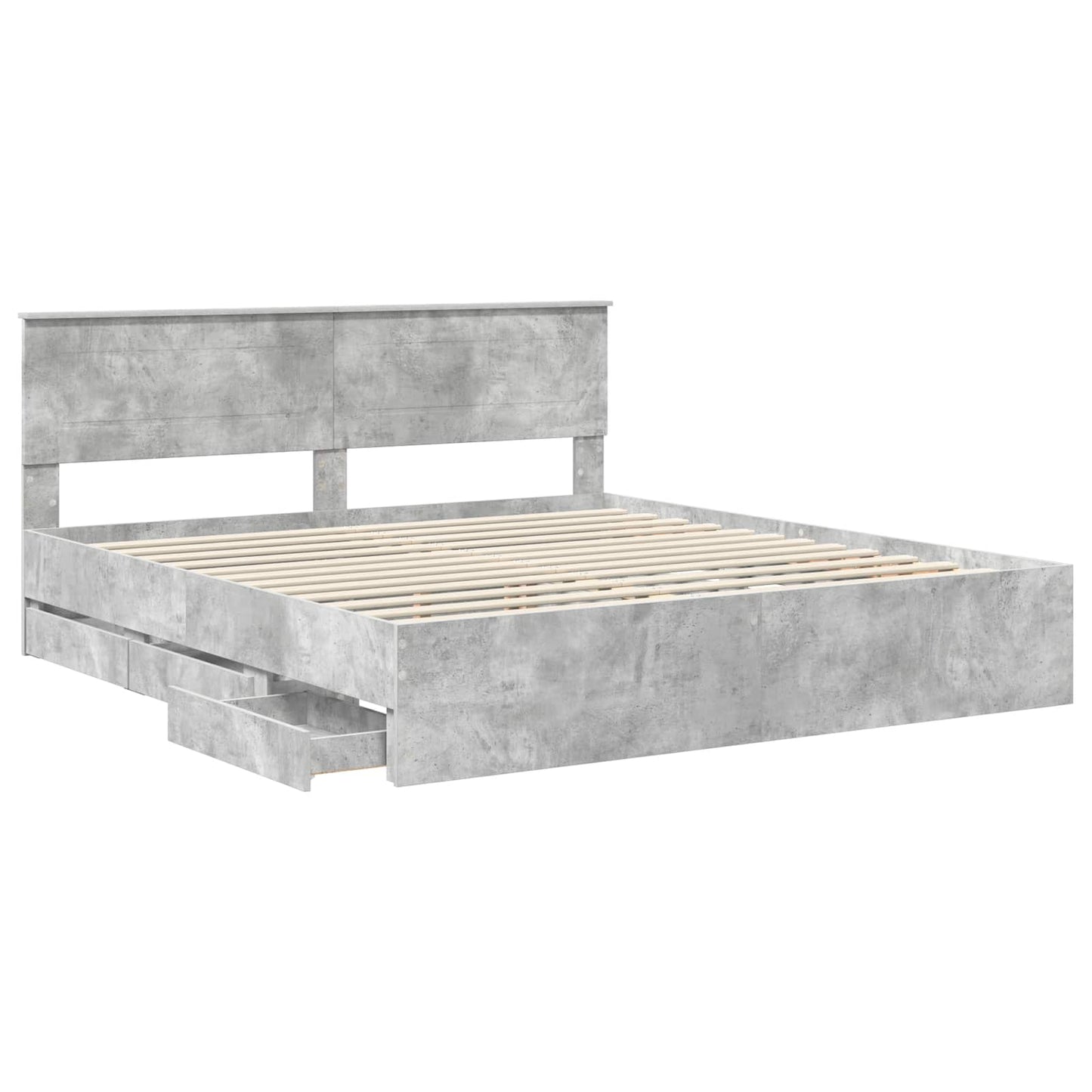 Bedframe met lade Beton Grijs 200 x 200 cm Ingenieurshout is nu te koop bij PeponiXL, paradijselijk wonen!