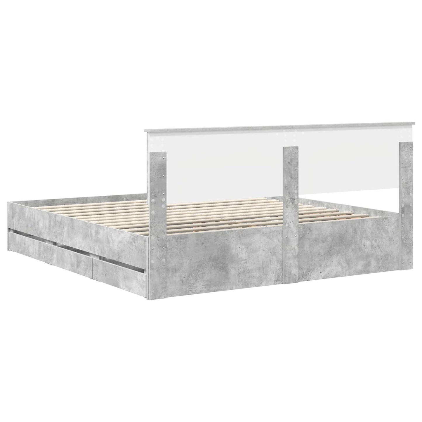 Bedframe met lade Beton Grijs 200 x 200 cm Ingenieurshout is nu te koop bij PeponiXL, paradijselijk wonen!