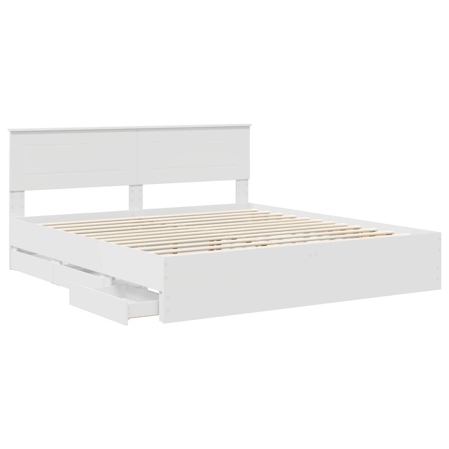 Bedframe met lade met opslag Wit 180 x 200 cm Ingenieurshout is nu te koop bij PeponiXL, paradijselijk wonen!