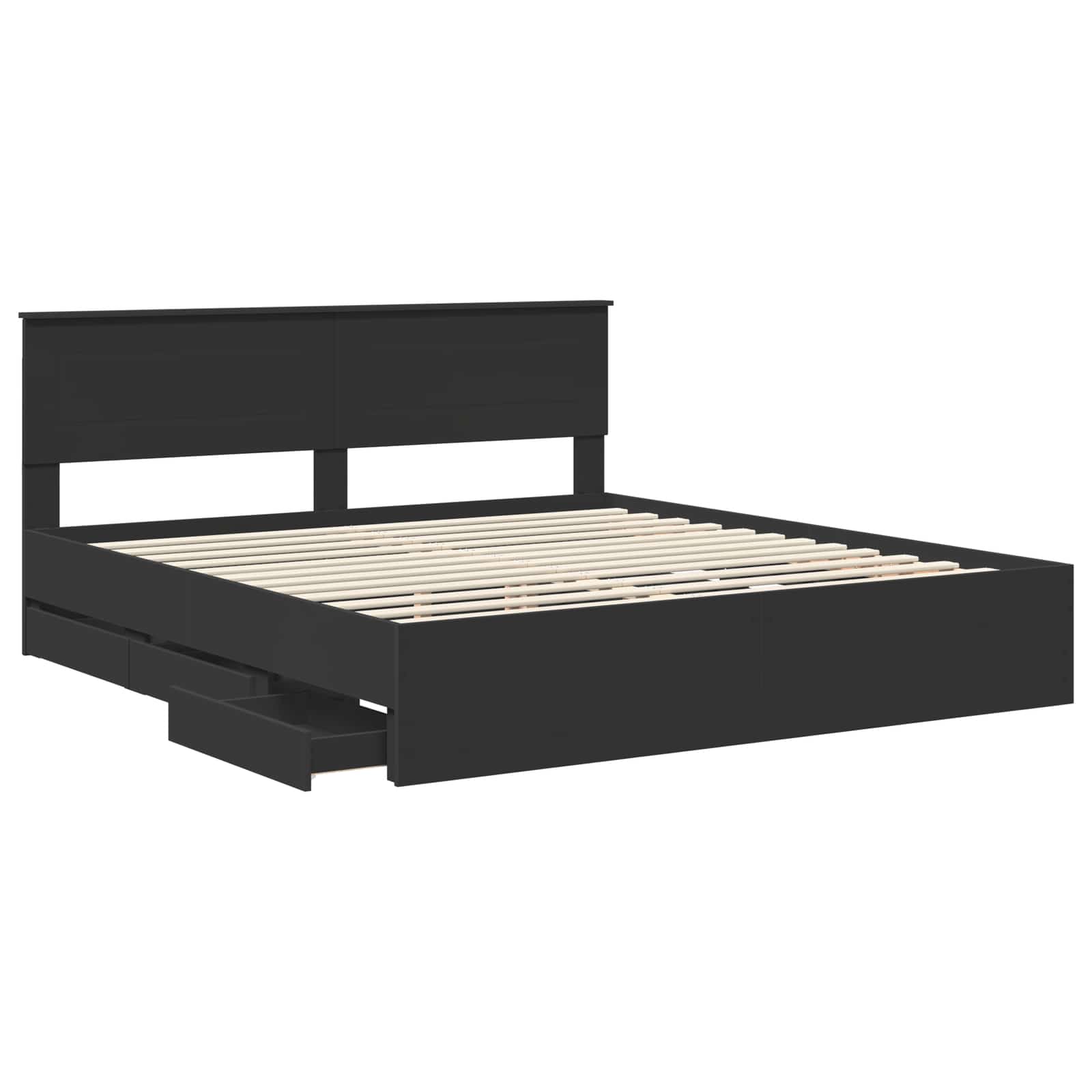 Bedframe met lade met opslag Zwart 180 x 200 cm Ingenieurshout is nu te koop bij PeponiXL, paradijselijk wonen!