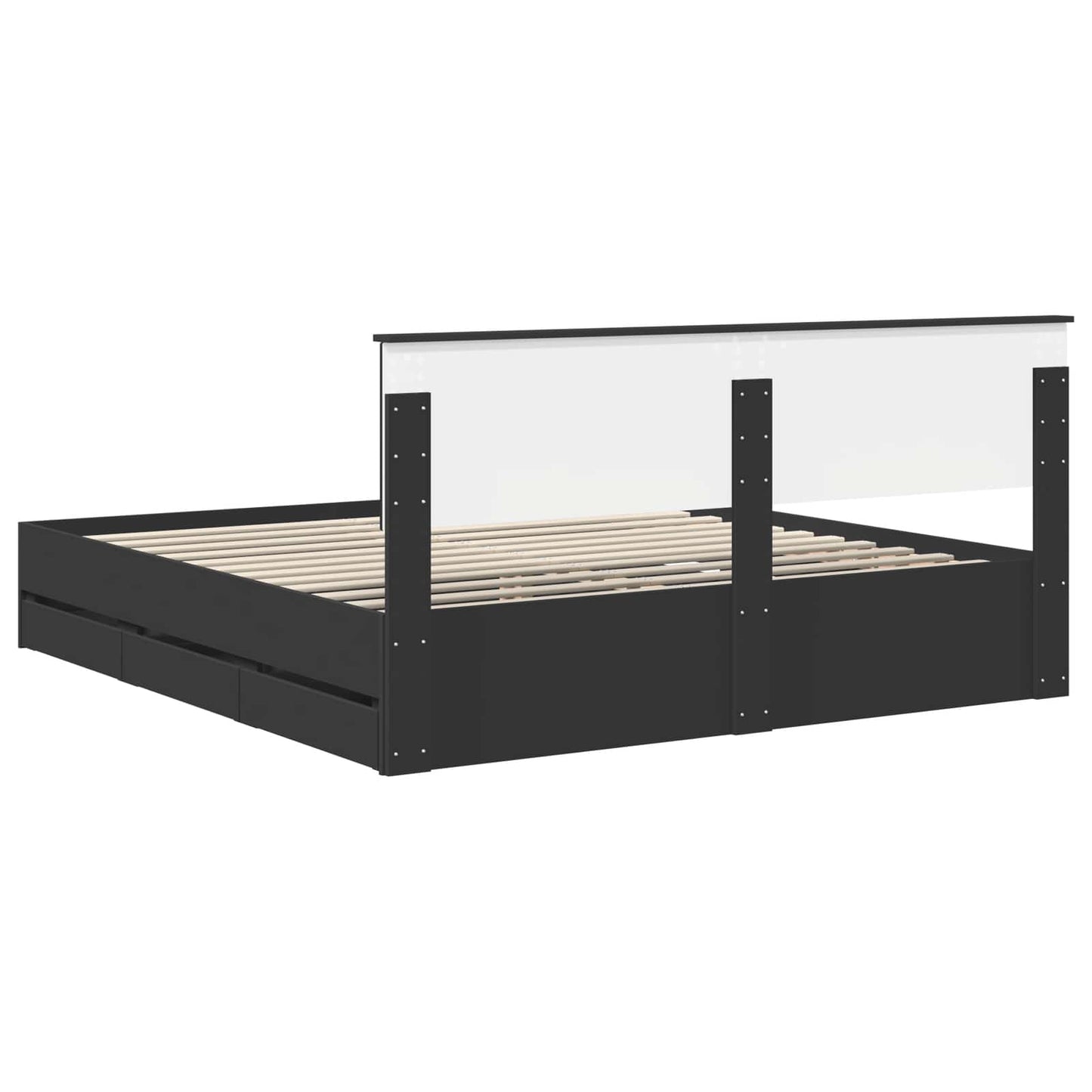 Bedframe met lade met opslag Zwart 180 x 200 cm Ingenieurshout is nu te koop bij PeponiXL, paradijselijk wonen!