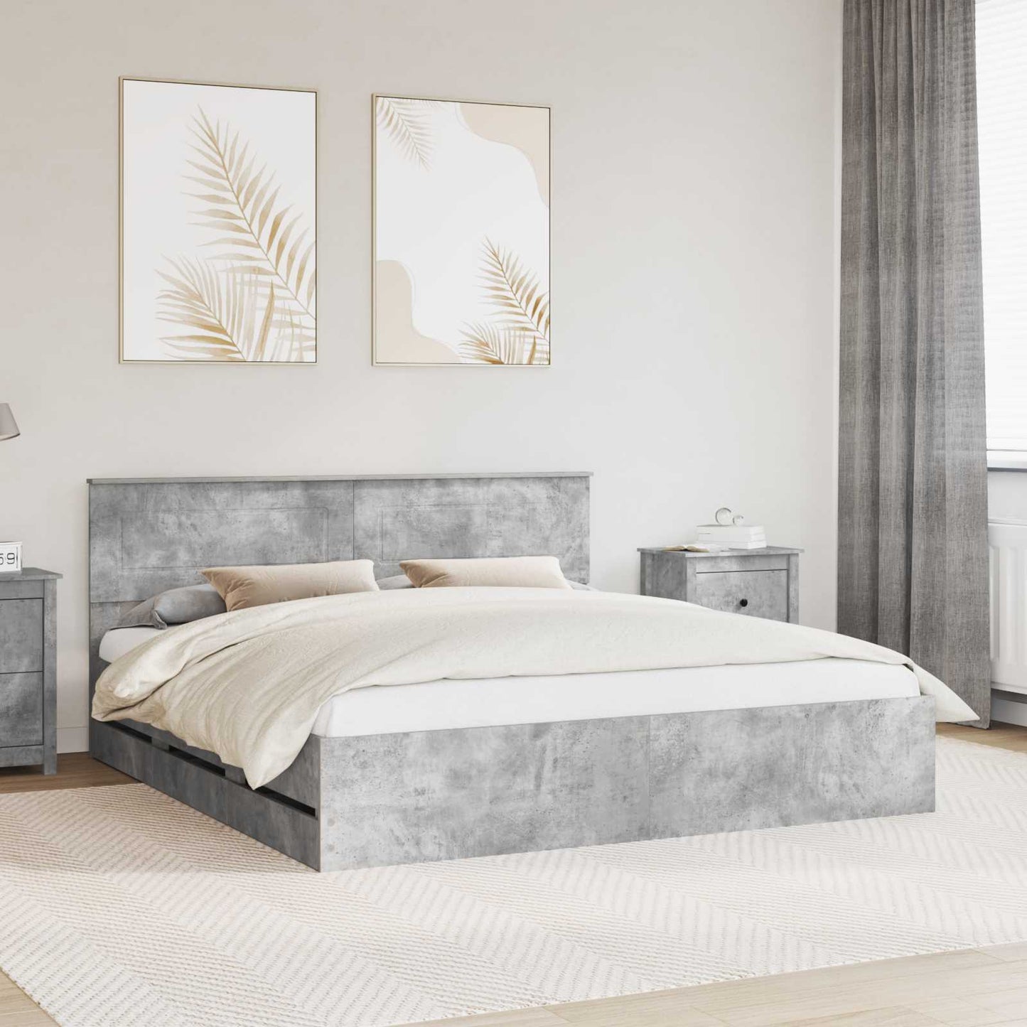 Bedframe met lade Beton Grijs 180 x 200 cm Ingenieurshout is nu te koop bij PeponiXL, paradijselijk wonen!