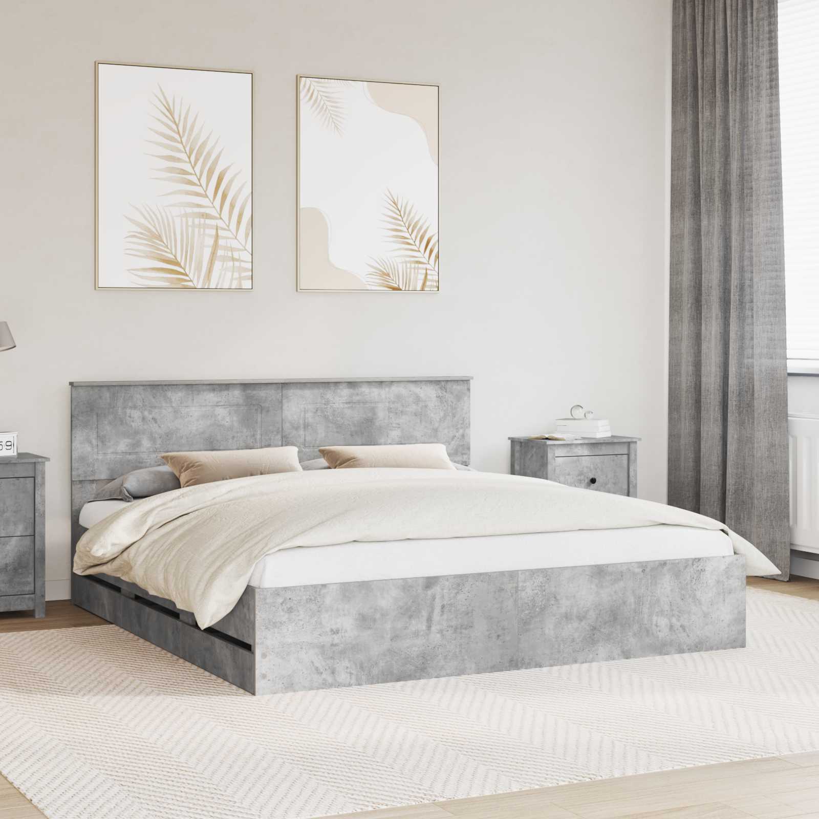 Bedframe met lade Beton Grijs 180 x 200 cm Ingenieurshout is nu te koop bij PeponiXL, paradijselijk wonen!
