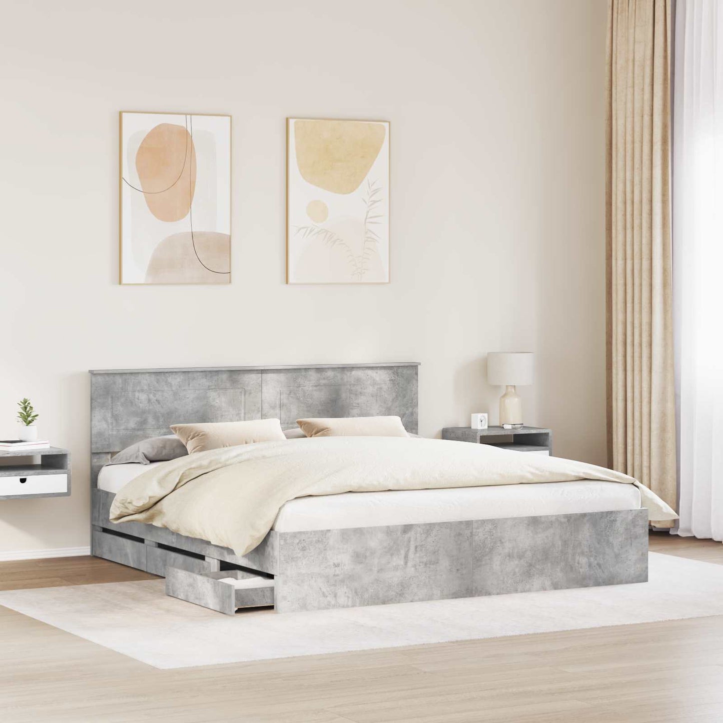 Bedframe met lade Beton Grijs 180 x 200 cm Ingenieurshout is nu te koop bij PeponiXL, paradijselijk wonen!
