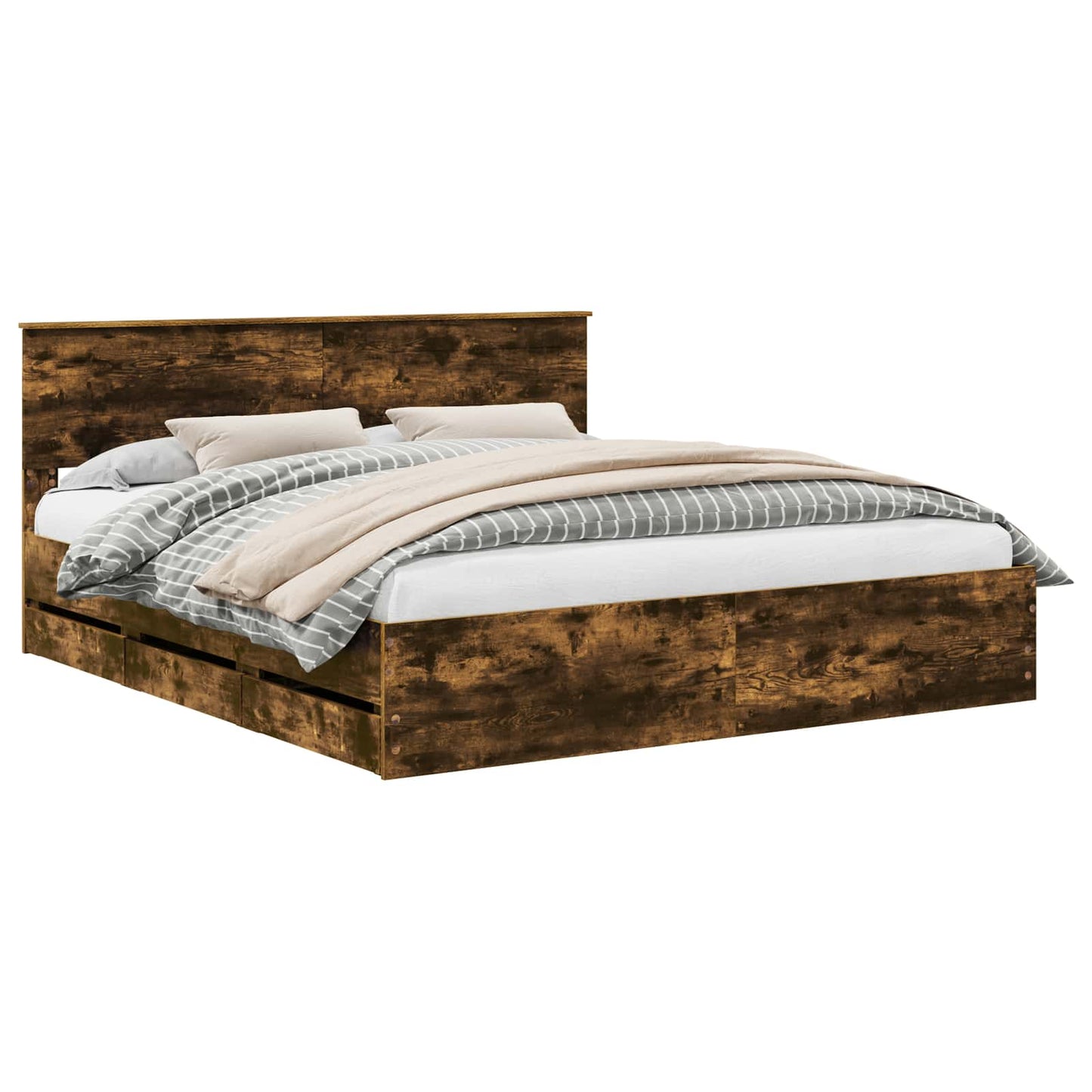 Bedframe met lade Gerookt eiken 180 x 200 cm Ingenieurshout is nu te koop bij PeponiXL, paradijselijk wonen!