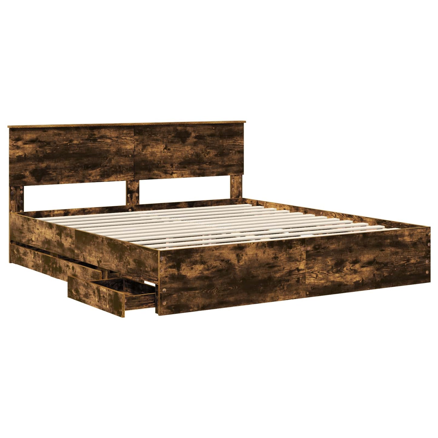 Bedframe met lade Gerookt eiken 180 x 200 cm Ingenieurshout is nu te koop bij PeponiXL, paradijselijk wonen!