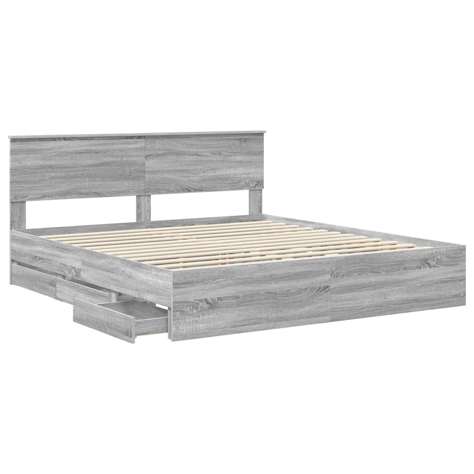 Bedframe met lade Grijs Sonoma 180 x 200 cm Ingenieurshout is nu te koop bij PeponiXL, paradijselijk wonen!