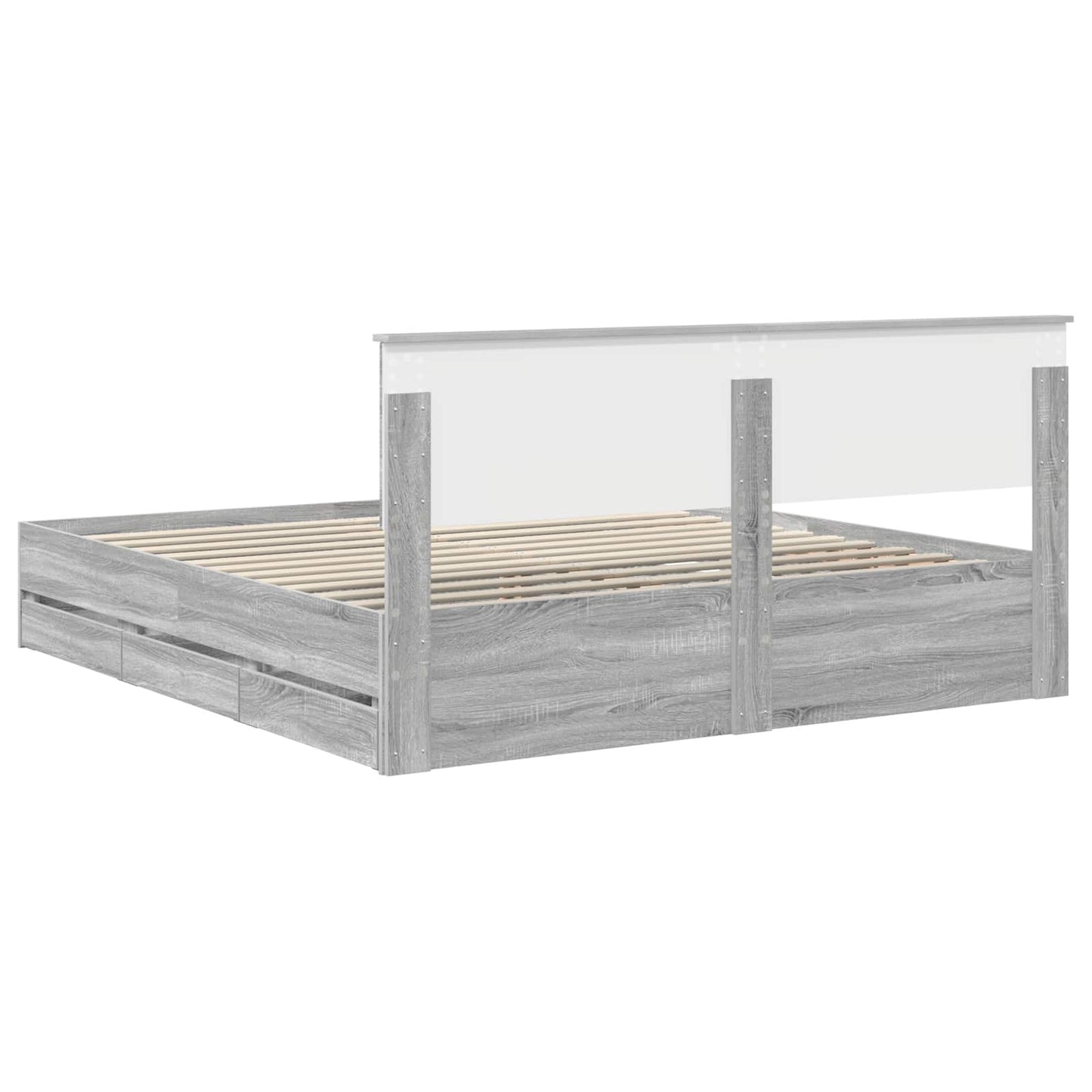 Bedframe met lade Grijs Sonoma 180 x 200 cm Ingenieurshout is nu te koop bij PeponiXL, paradijselijk wonen!