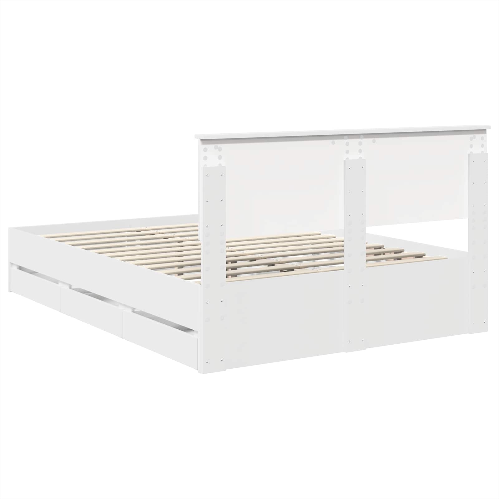 Bedframe met lade met opslag Wit 160 x 200 cm Ingenieurshout is nu te koop bij PeponiXL, paradijselijk wonen!