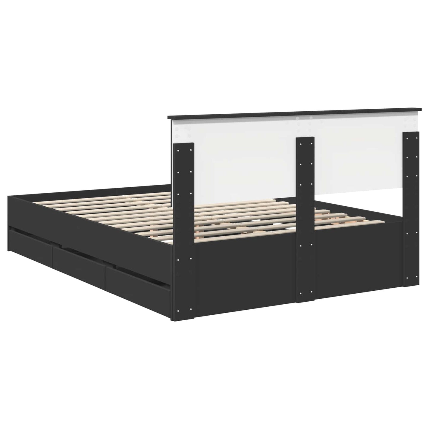 Bedframe met lade met opslag Zwart 160 x 200 cm Ingenieurshout is nu te koop bij PeponiXL, paradijselijk wonen!