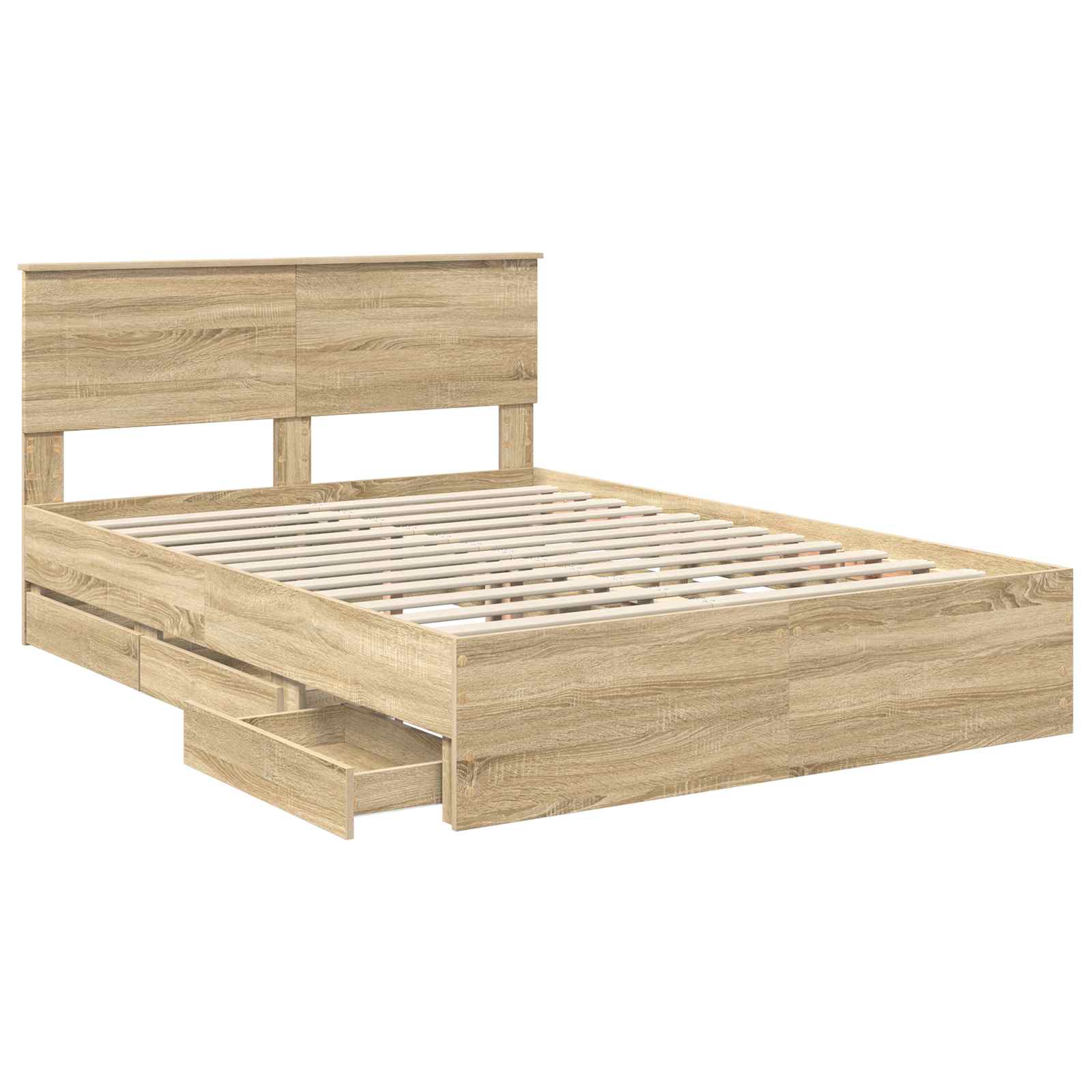 Bedframe met lade Sonoma Eiken 160 x 200 cm Ingenieurshout is nu te koop bij PeponiXL, paradijselijk wonen!