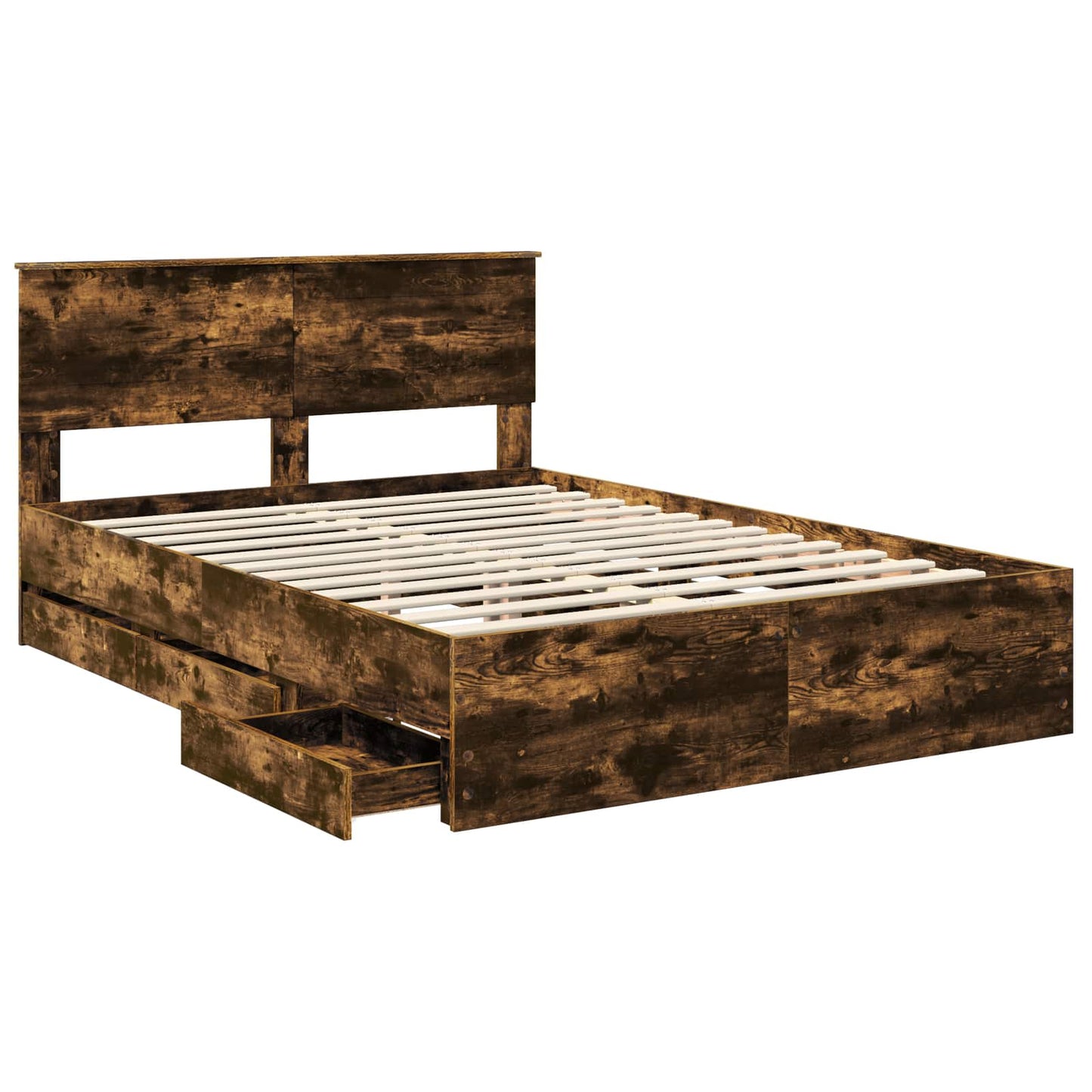 Bedframe met lade Gerookt eiken 160 x 200 cm Ingenieurshout is nu te koop bij PeponiXL, paradijselijk wonen!