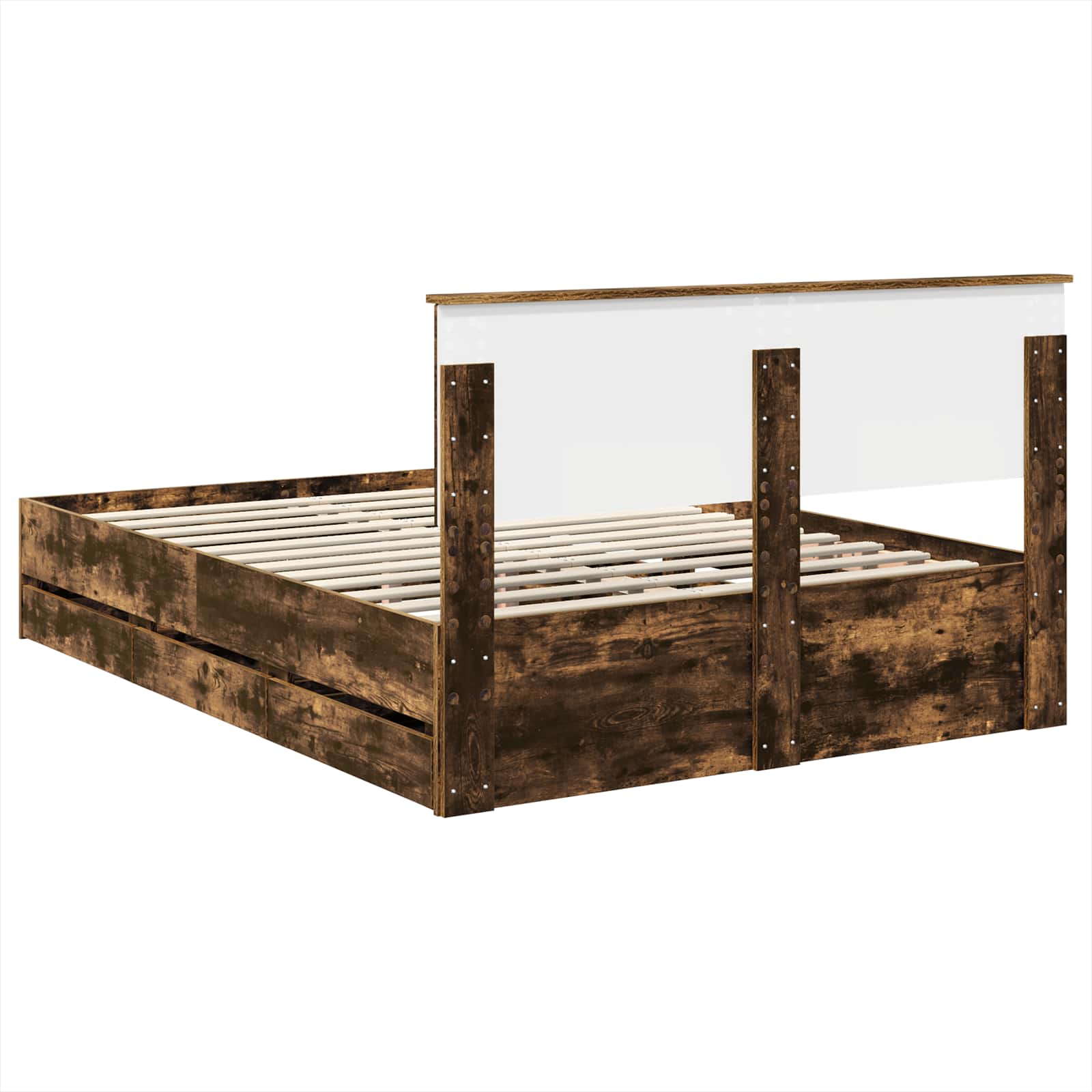 Bedframe met lade Gerookt eiken 160 x 200 cm Ingenieurshout is nu te koop bij PeponiXL, paradijselijk wonen!