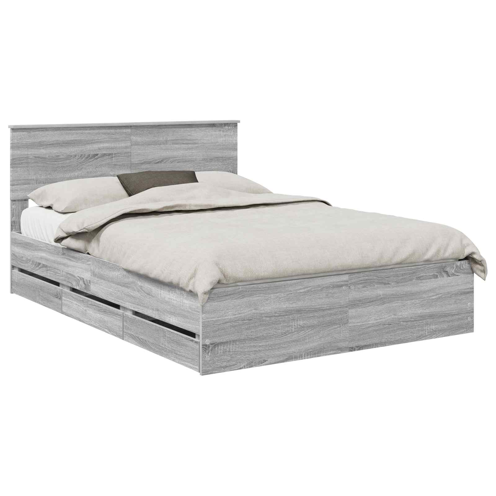 Bedframe met lade Grijs Sonoma 160 x 200 cm Ingenieurshout is nu te koop bij PeponiXL, paradijselijk wonen!