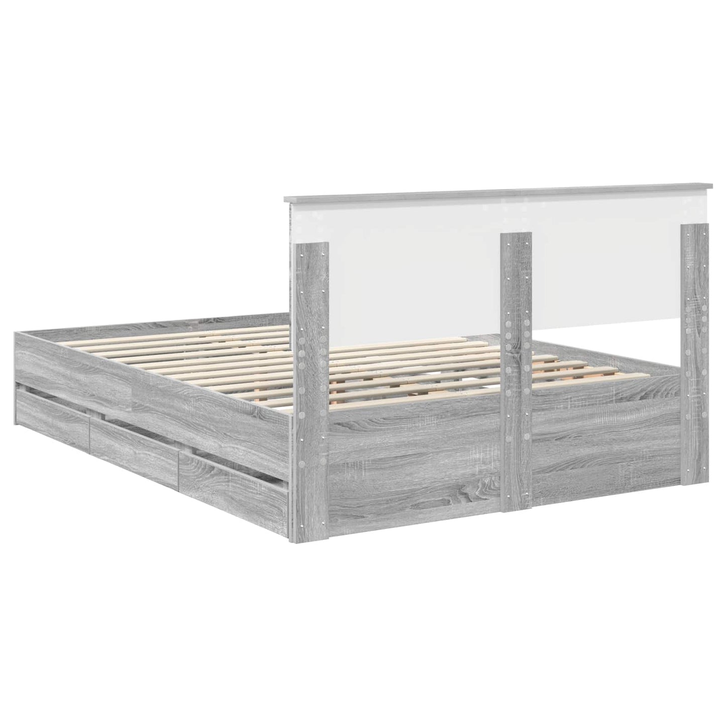 Bedframe met lade Grijs Sonoma 160 x 200 cm Ingenieurshout is nu te koop bij PeponiXL, paradijselijk wonen!