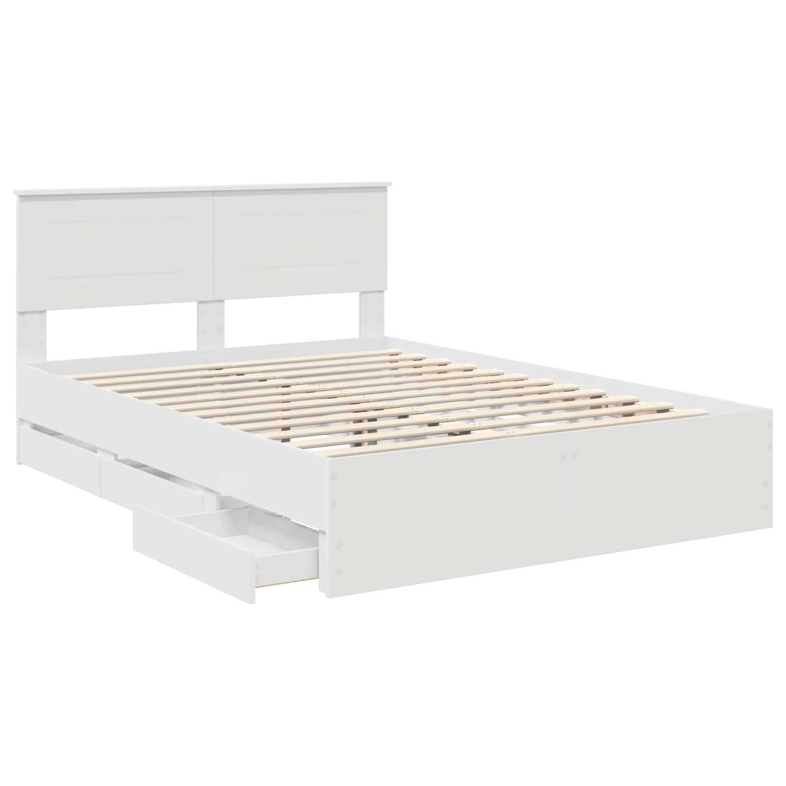 Bedframe met lade met opslag Wit 150 x 200 cm Ingenieurshout is nu te koop bij PeponiXL, paradijselijk wonen!
