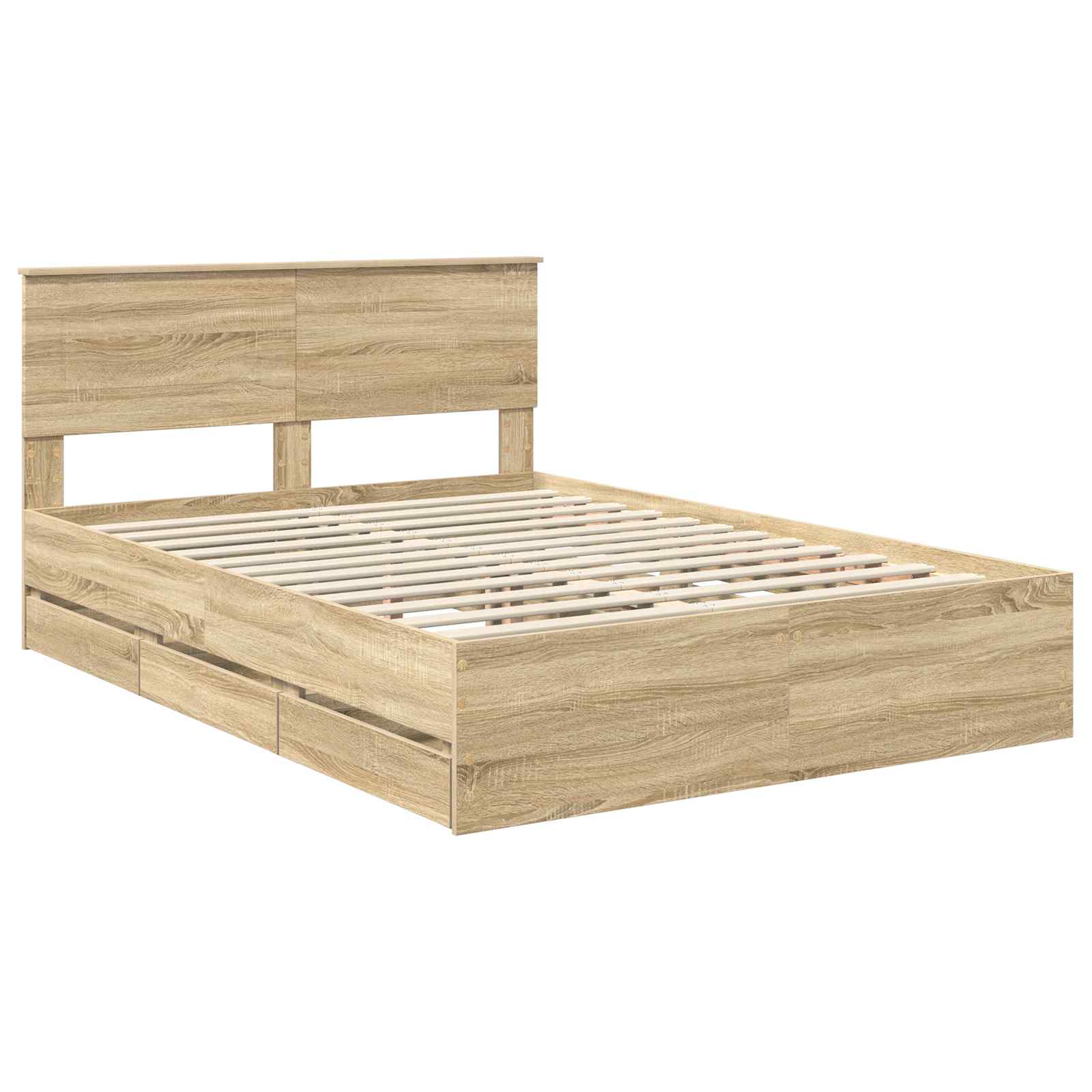 Bedframe met lade Sonoma Eiken 150 x 200 cm Ingenieurshout is nu te koop bij PeponiXL, paradijselijk wonen!