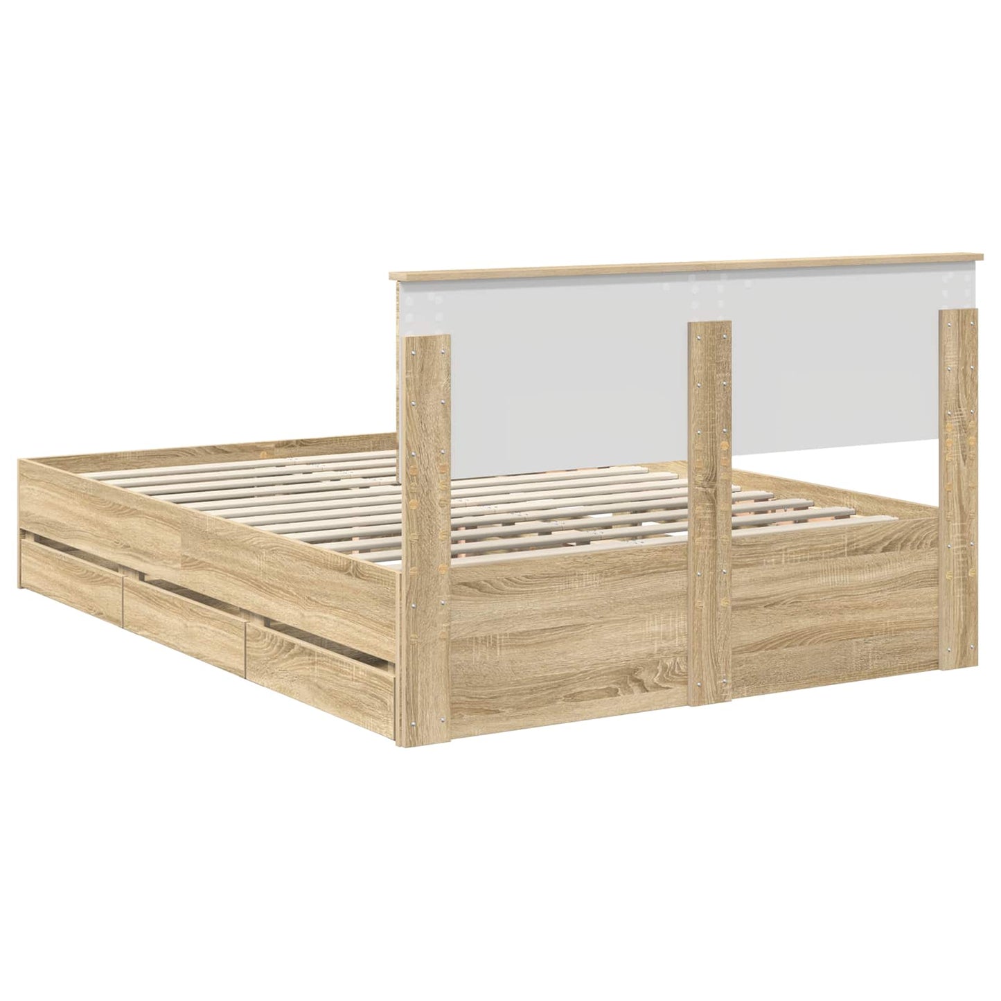 Bedframe met lade Sonoma Eiken 150 x 200 cm Ingenieurshout is nu te koop bij PeponiXL, paradijselijk wonen!