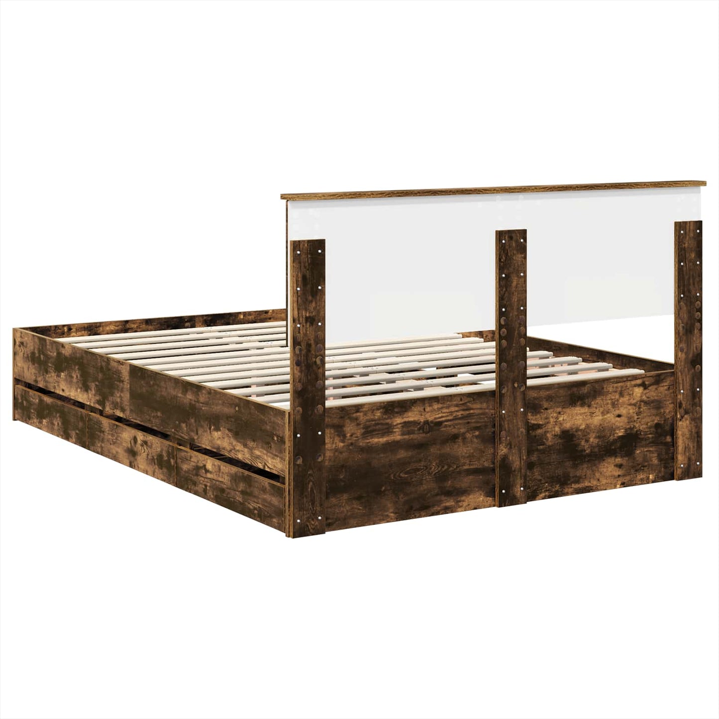 Bedframe met lade Gerookt eiken 150 x 200 cm Ingenieurshout is nu te koop bij PeponiXL, paradijselijk wonen!