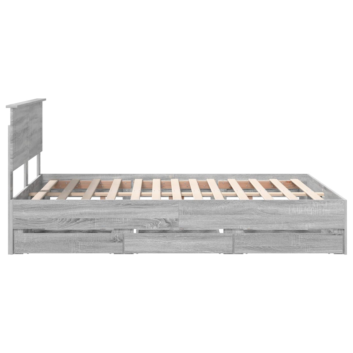 Bedframe met lade Grijs Sonoma 150 x 200 cm Ingenieurshout is nu te koop bij PeponiXL, paradijselijk wonen!