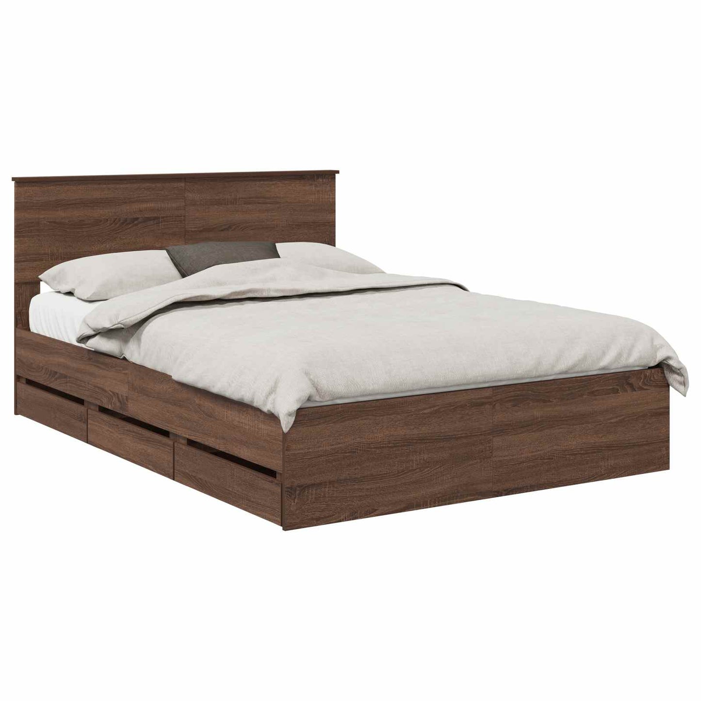 Bedframe met lade Bruin Eiken 150 x 200 cm Ingenieurshout is nu te koop bij PeponiXL, paradijselijk wonen!