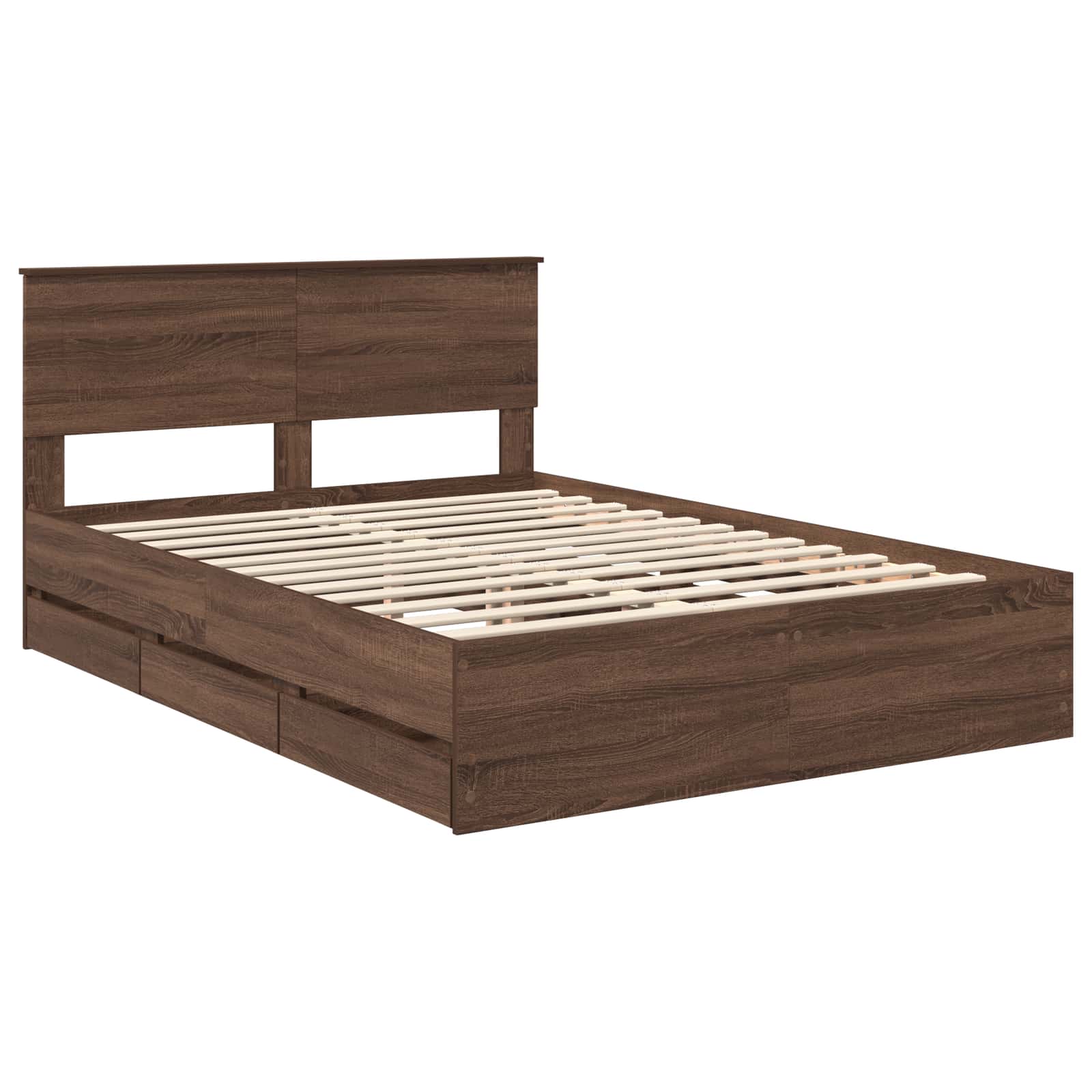 Bedframe met lade Bruin Eiken 150 x 200 cm Ingenieurshout is nu te koop bij PeponiXL, paradijselijk wonen!