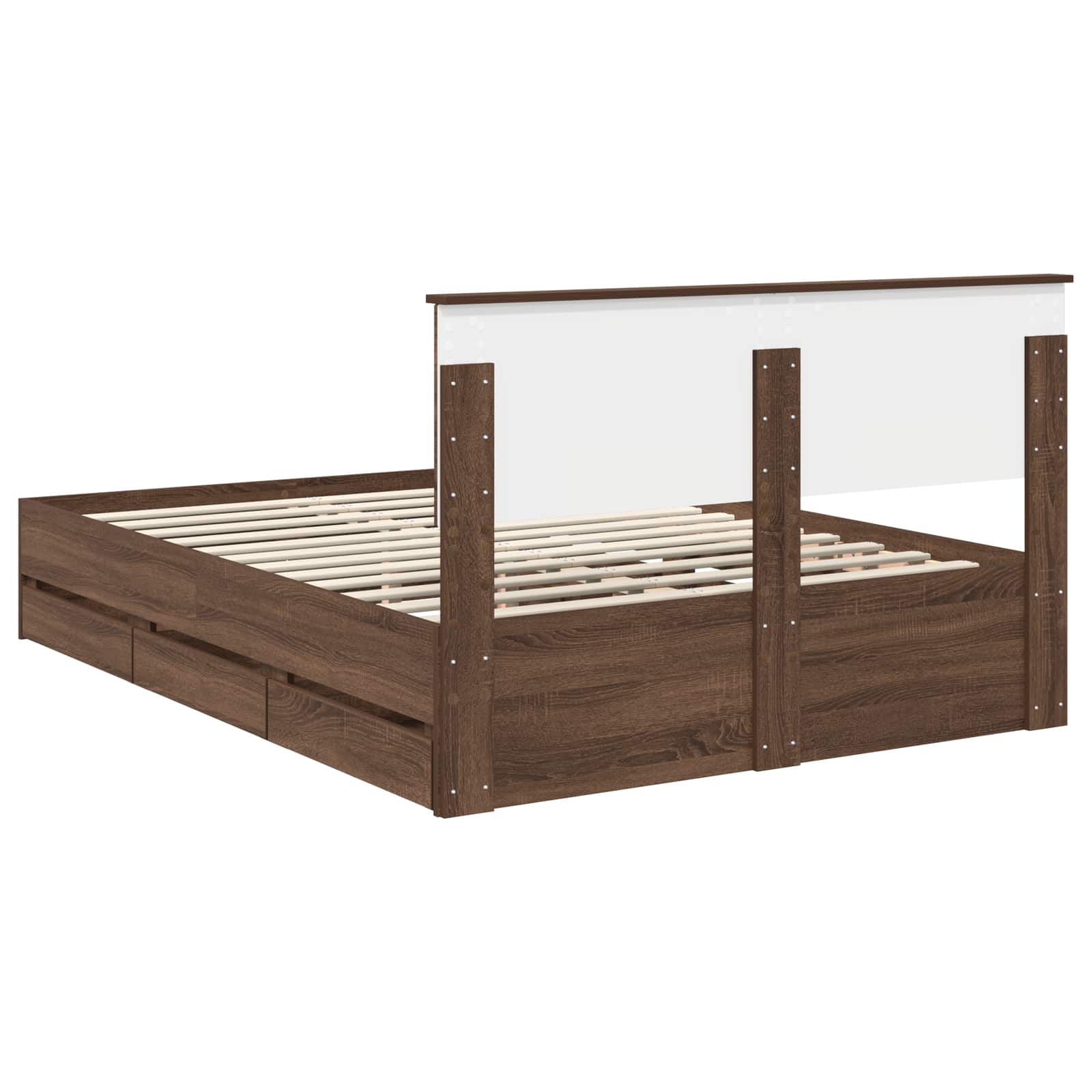 Bedframe met lade Bruin Eiken 150 x 200 cm Ingenieurshout is nu te koop bij PeponiXL, paradijselijk wonen!