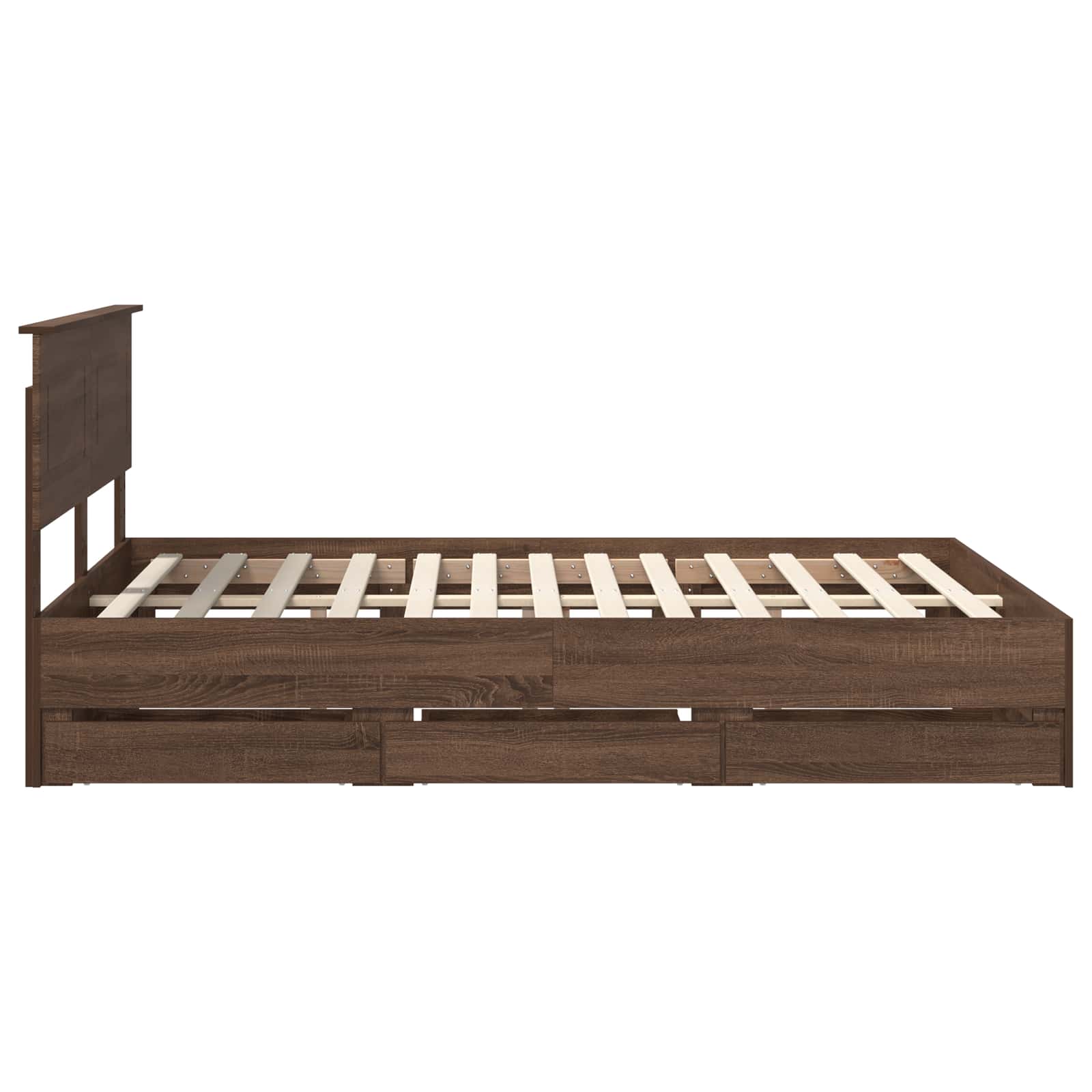 Bedframe met lade Bruin Eiken 150 x 200 cm Ingenieurshout is nu te koop bij PeponiXL, paradijselijk wonen!