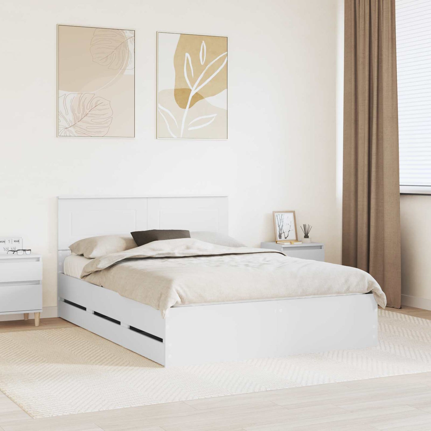 Bedframe met lade met opslag Wit 140 x 190 cm Ingenieurshout is nu te koop bij PeponiXL, paradijselijk wonen!