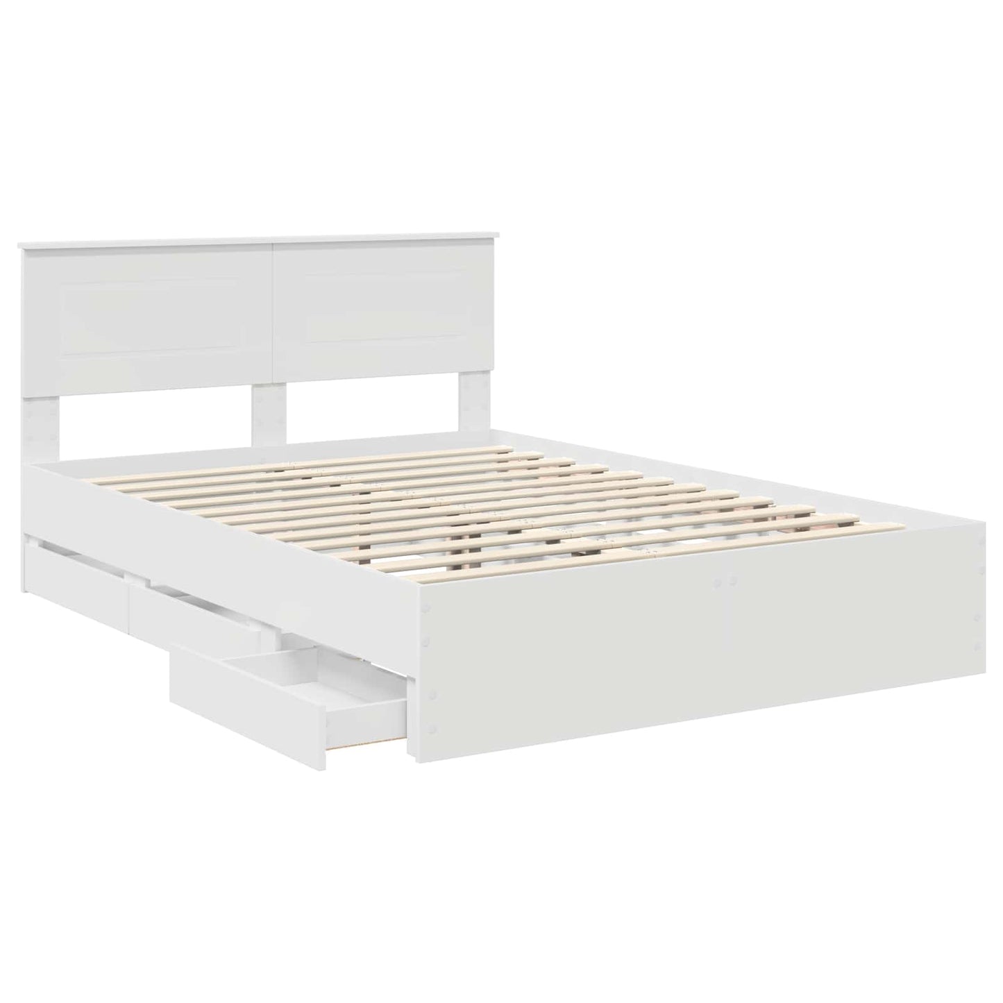 Bedframe met lade met opslag Wit 140 x 190 cm Ingenieurshout is nu te koop bij PeponiXL, paradijselijk wonen!