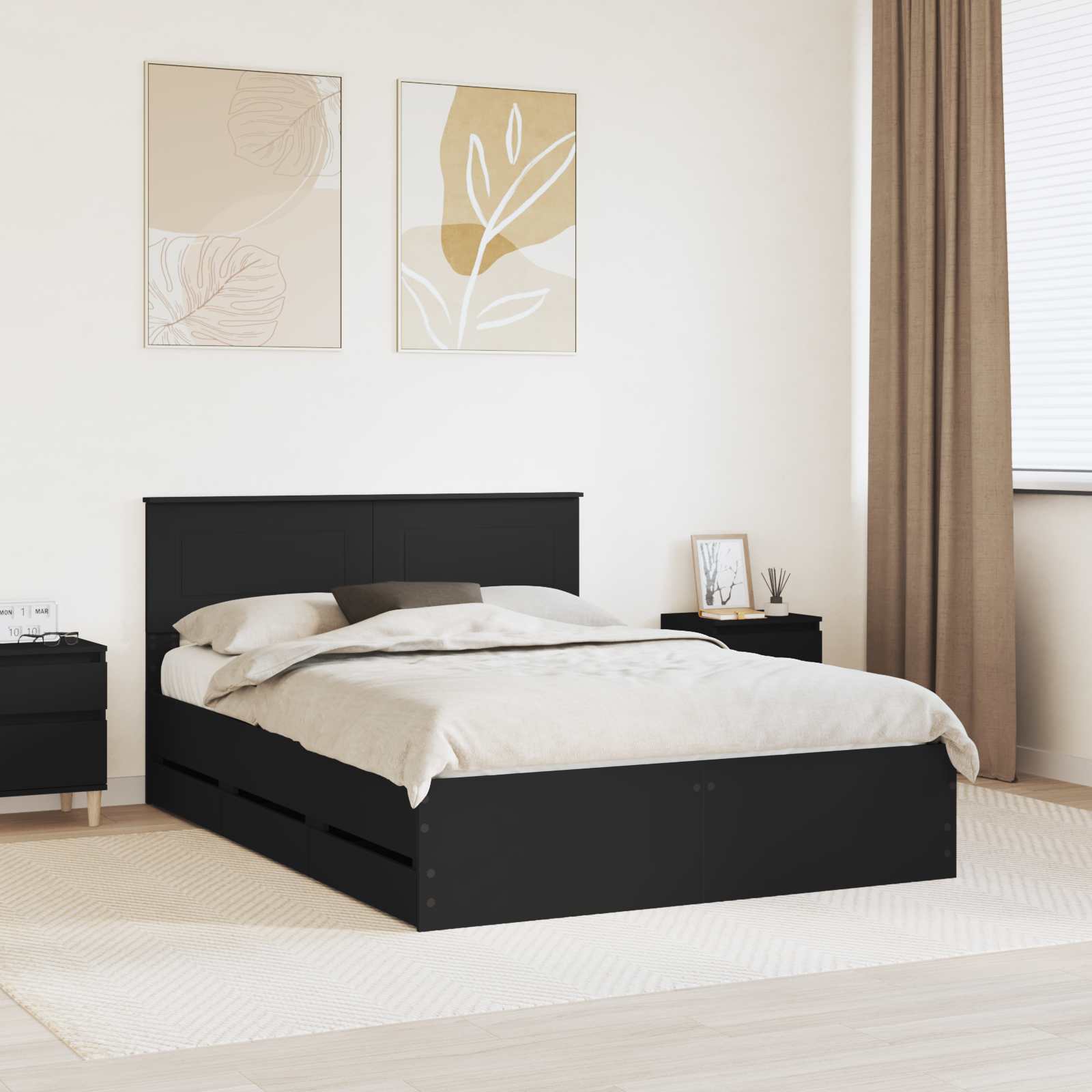 Bedframe met lade met opslag Zwart 140 x 190 cm Ingenieurshout is nu te koop bij PeponiXL, paradijselijk wonen!