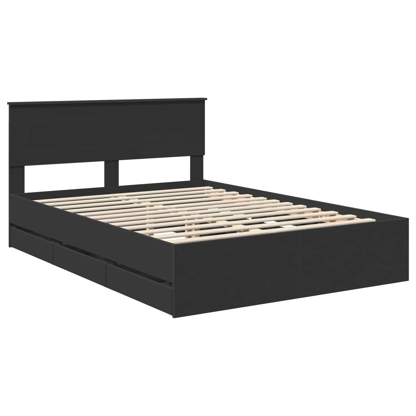 Bedframe met lade met opslag Zwart 140 x 190 cm Ingenieurshout is nu te koop bij PeponiXL, paradijselijk wonen!