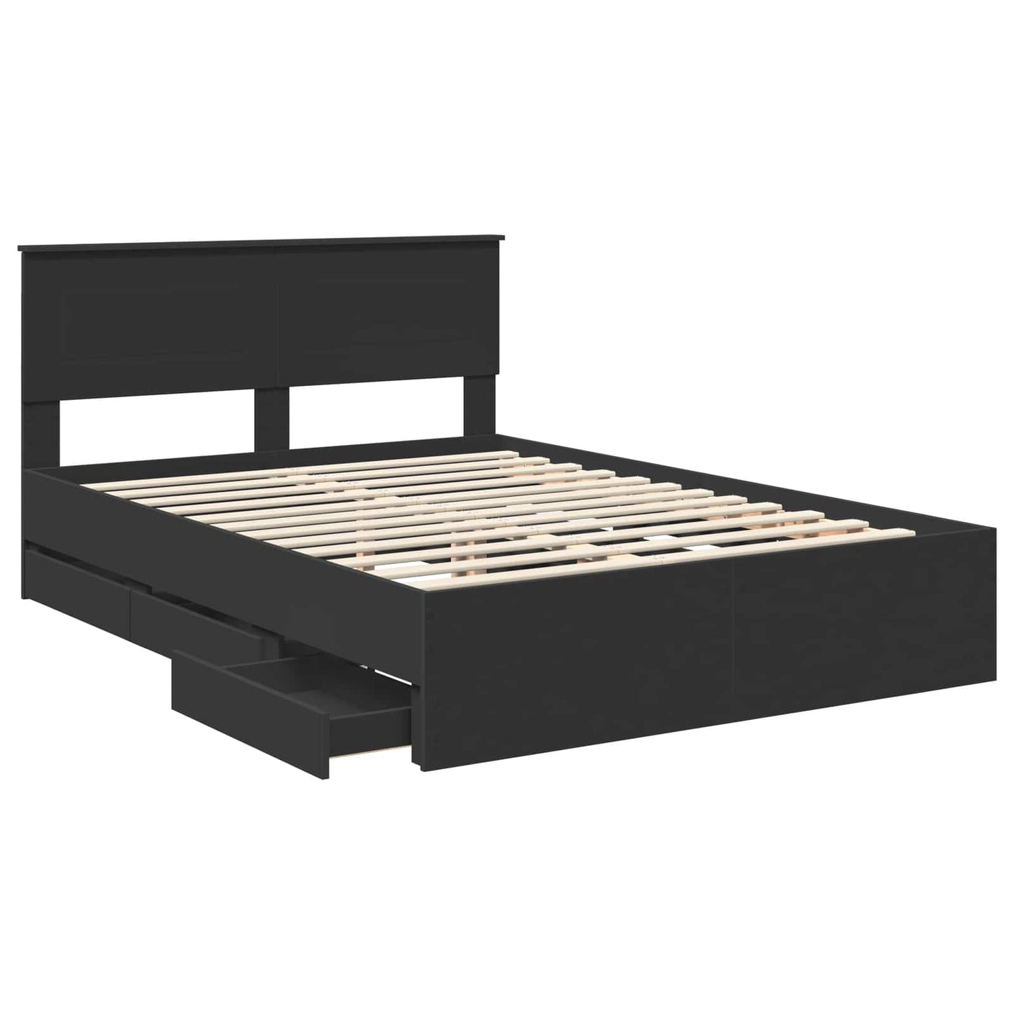 Bedframe met lade met opslag Zwart 140 x 190 cm Ingenieurshout is nu te koop bij PeponiXL, paradijselijk wonen!