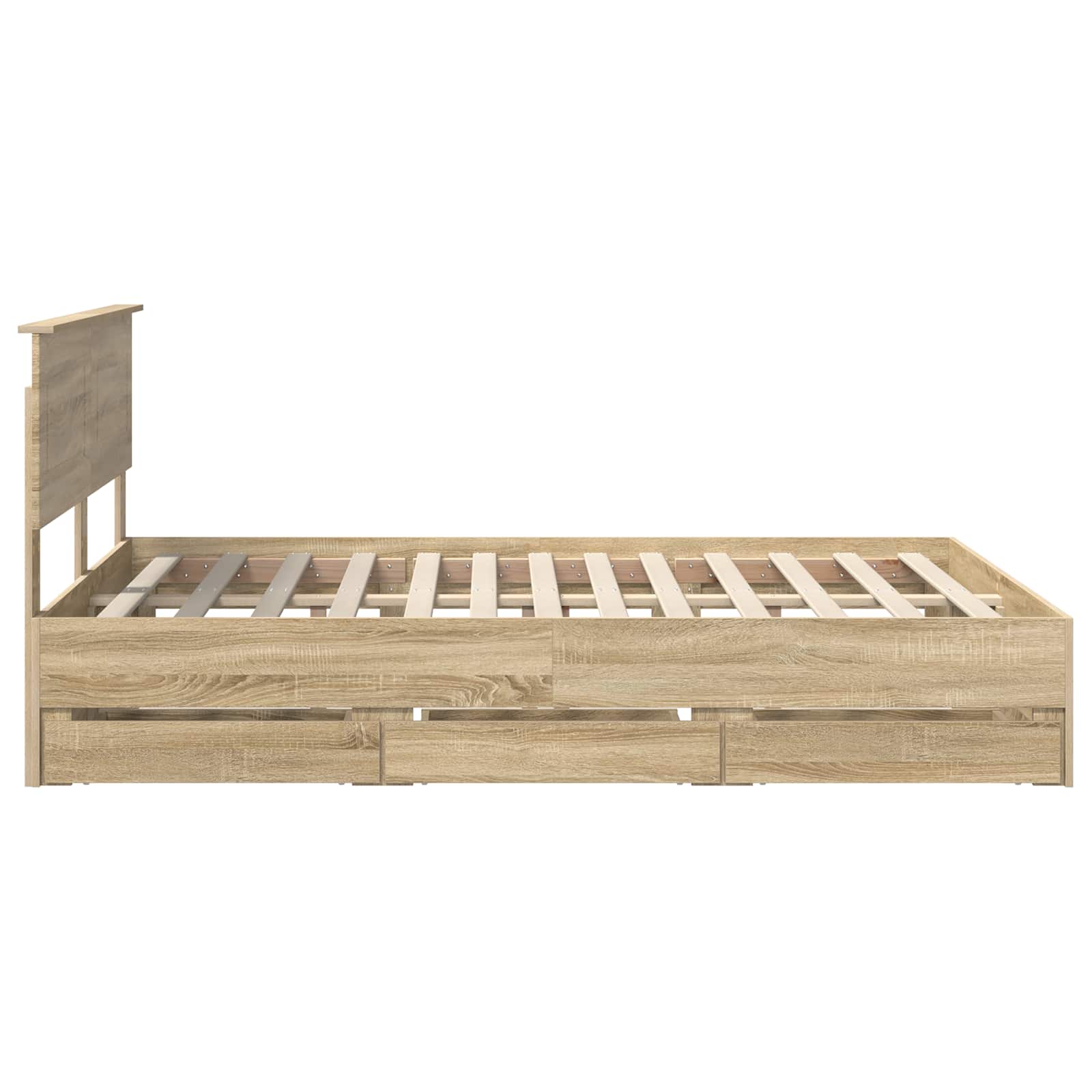 Bedframe met lade Sonoma Eiken 140 x 200 cm Ingenieurshout is nu te koop bij PeponiXL, paradijselijk wonen!