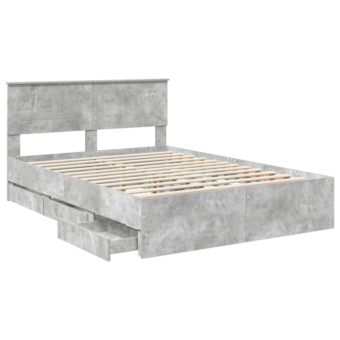 Bedframe met lade Beton Grijs 140 x 200 cm Ingenieurshout is nu te koop bij PeponiXL, paradijselijk wonen!